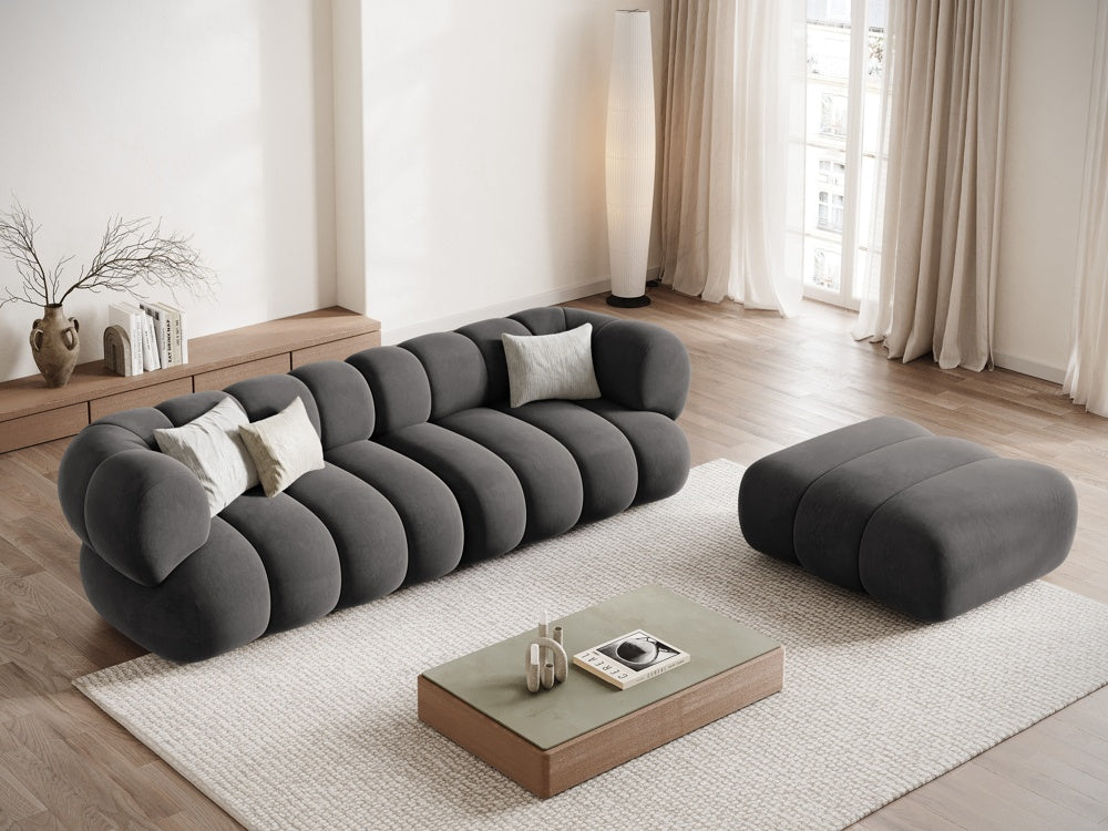 Sofa aksamitna 4-osobowa KOGE ciemnoszary