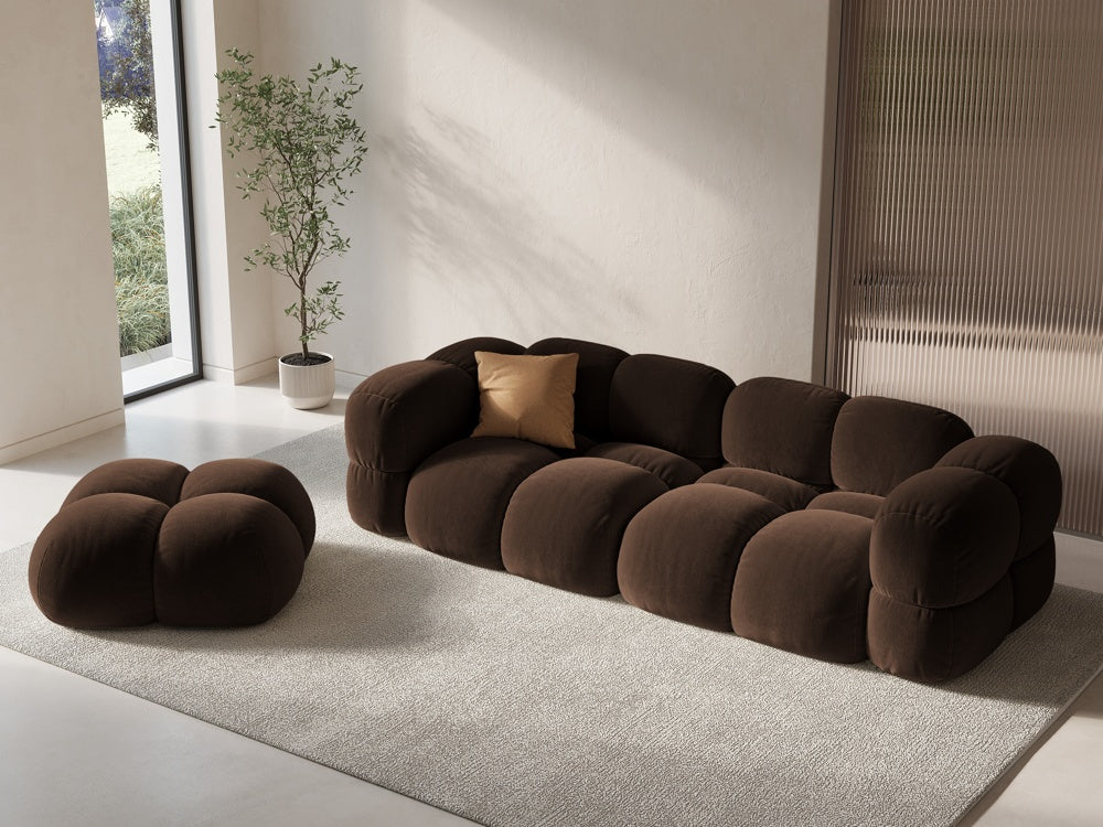 Sofa 4-osobowa aksamitna LORETTO czekoladowy