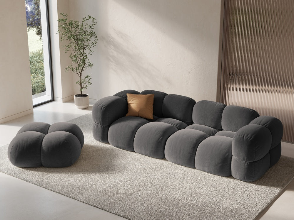 Sofa 4-osobowa aksamitna LORETTO szary