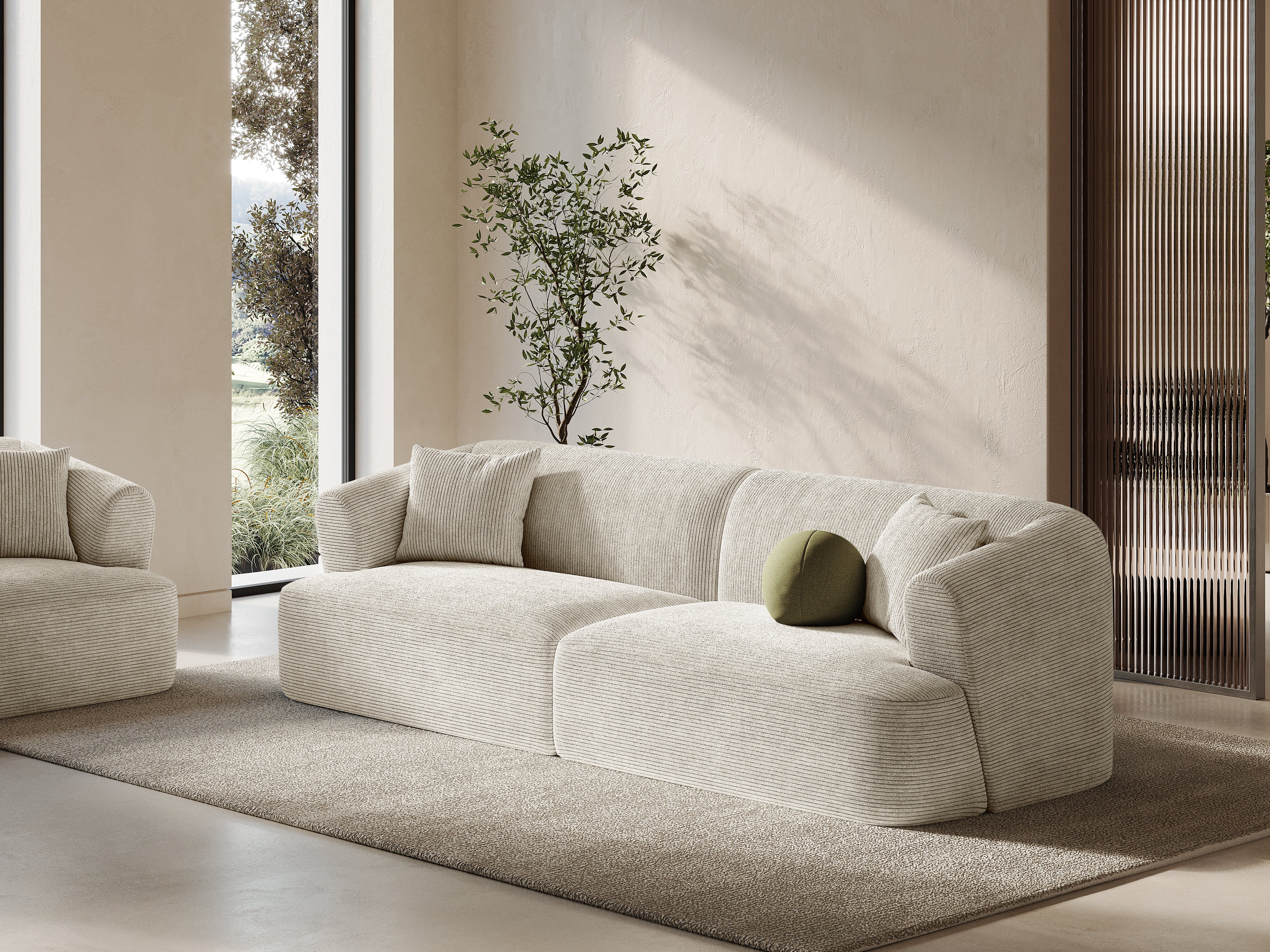 Sofa für 4 Personen CAMPI cremefarbener Cord