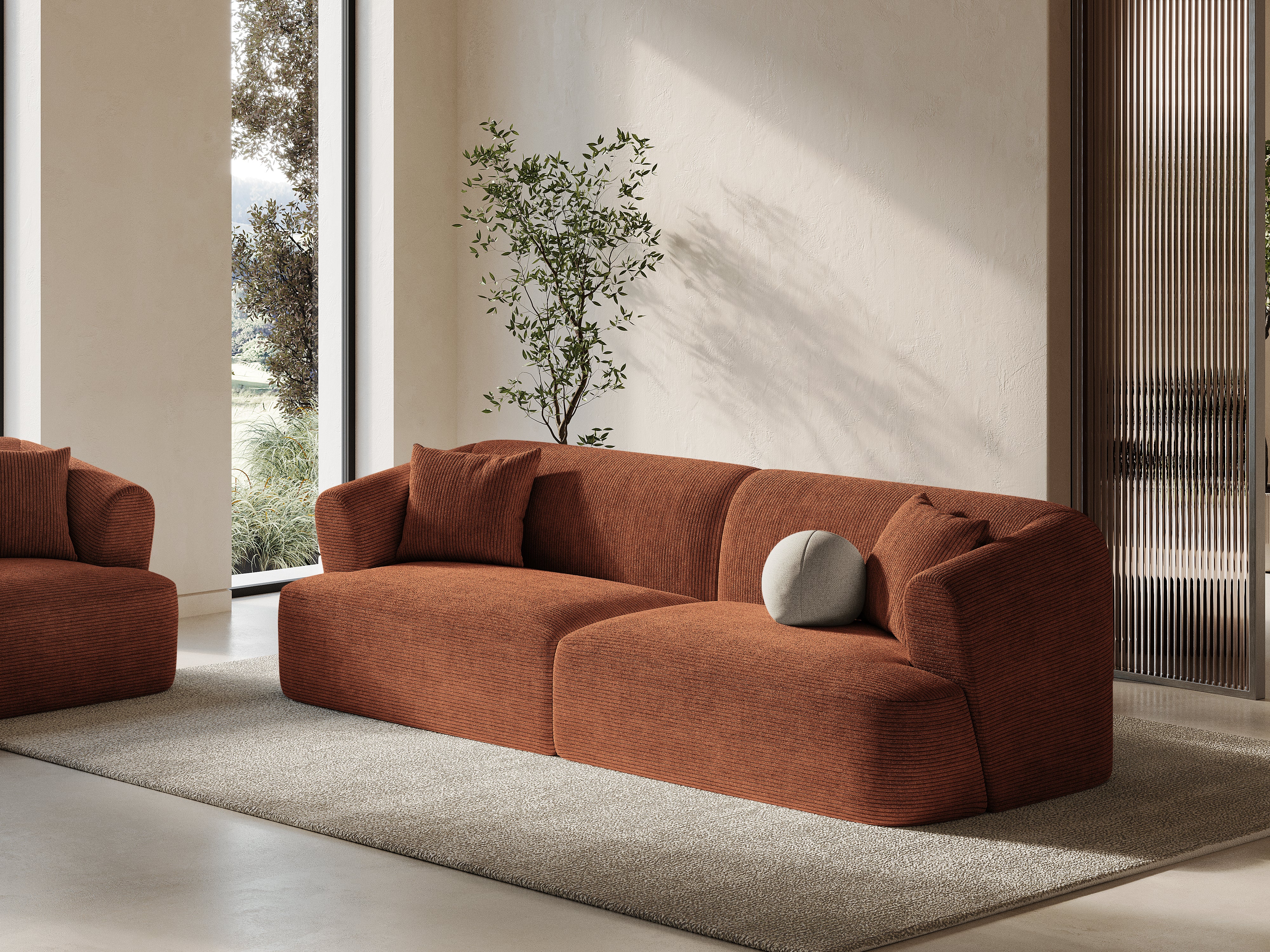 Sofa für 4 Personen CAMPI ziegelroter Cord