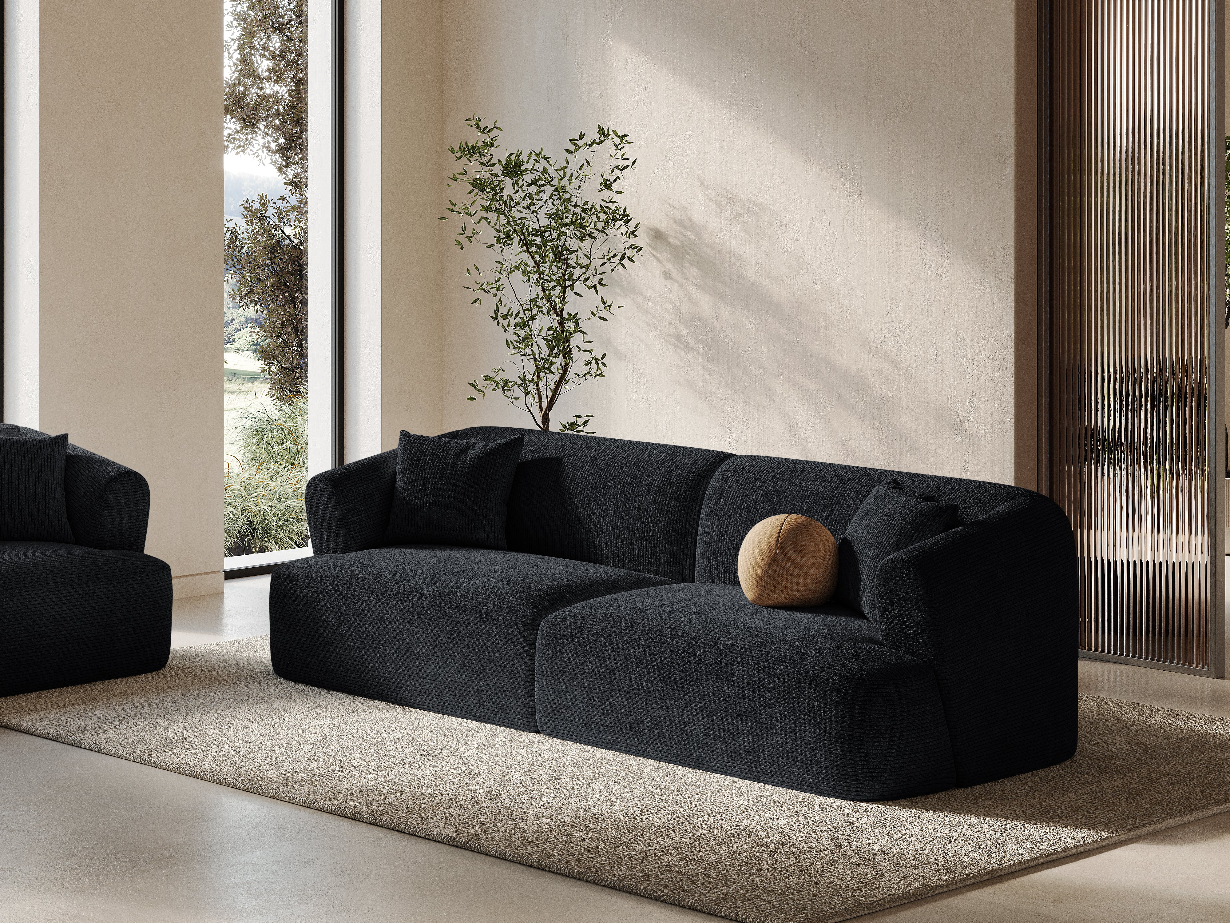 Sofa für 4 Personen CAMPI schwarzes Cord