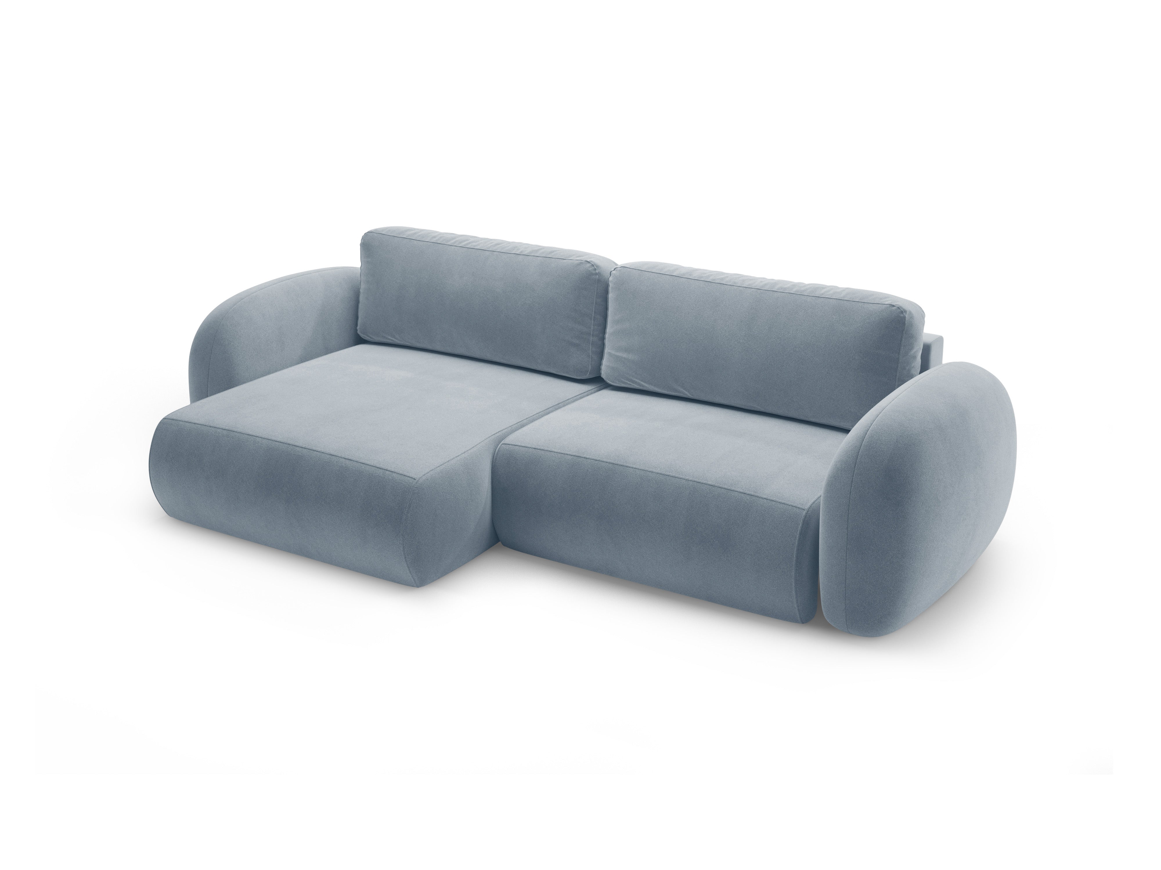 Universeller Samt-Ecksofa mit Schlaf-Funktion für 4 Personen TONALE himmelblau