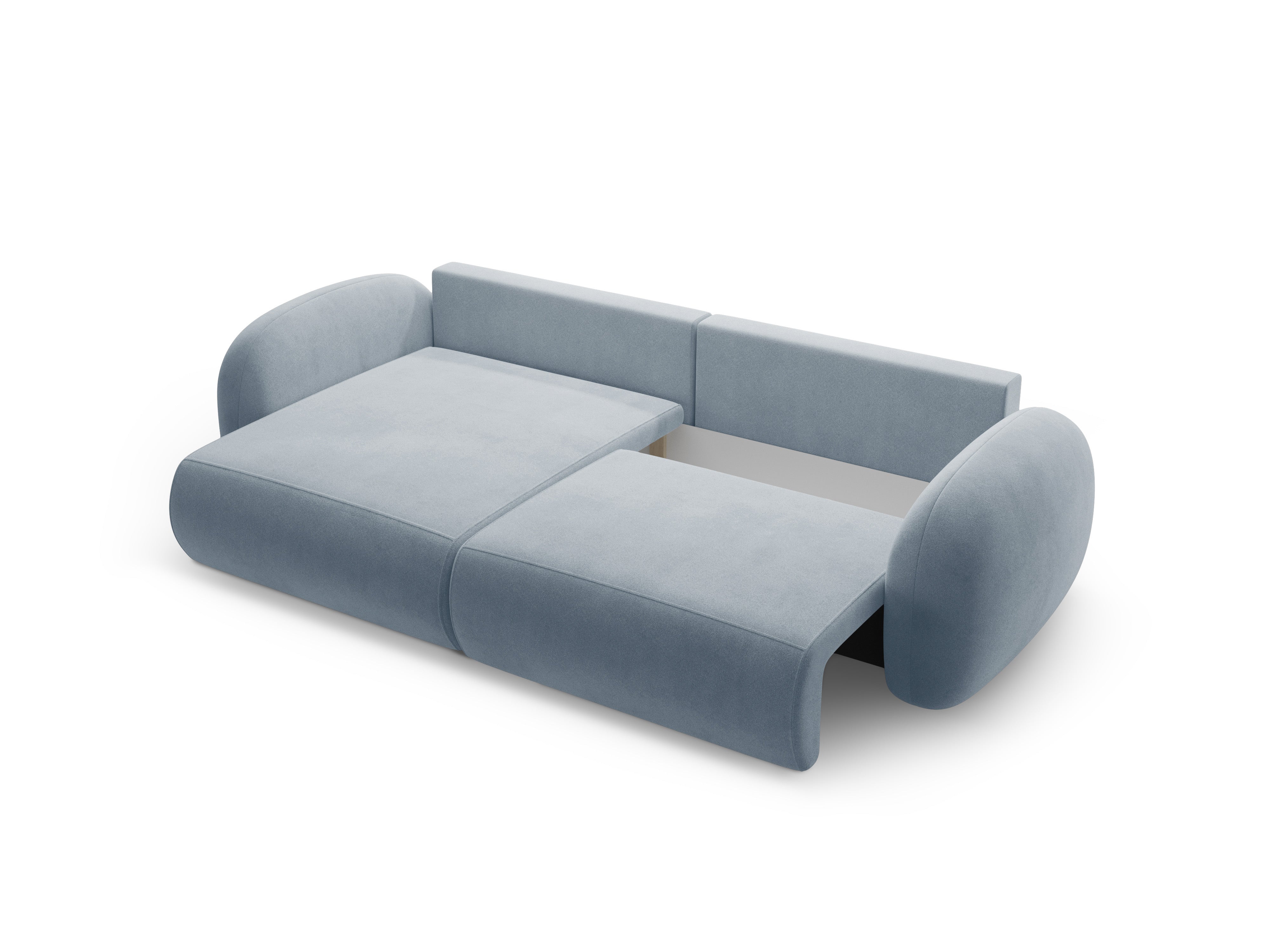 Universeller Samt-Ecksofa mit Schlaf-Funktion für 4 Personen TONALE himmelblau