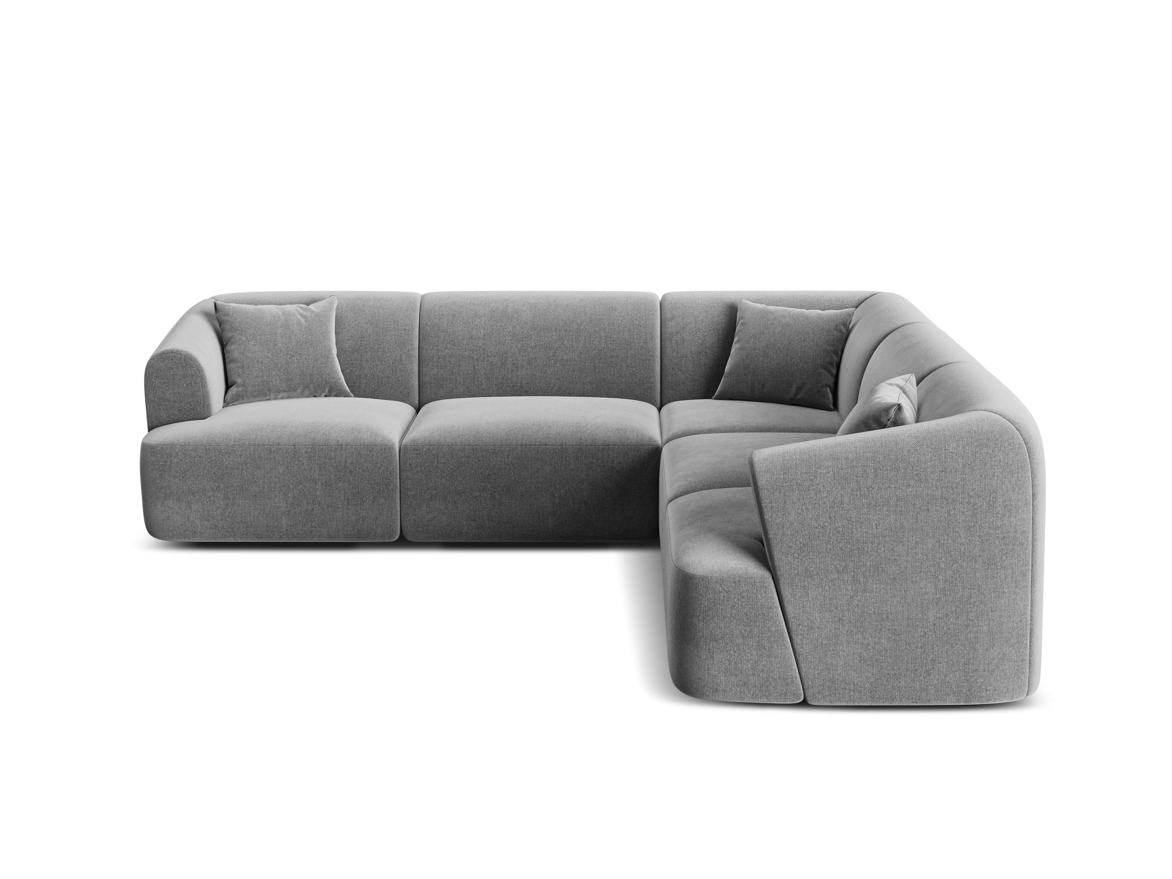 Samt-Ecksofa symmetrisch für 4 Personen CAMPI grau