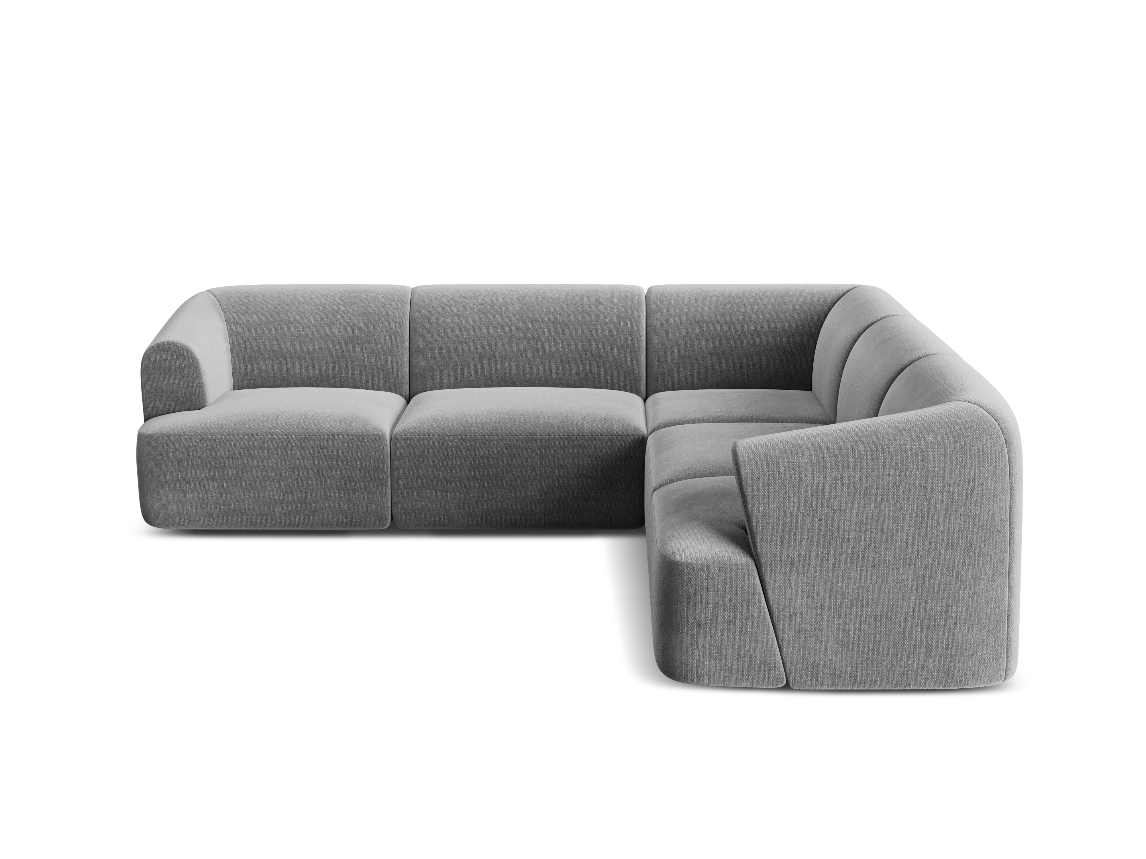 Samt-Ecksofa symmetrisch für 4 Personen CAMPI grau