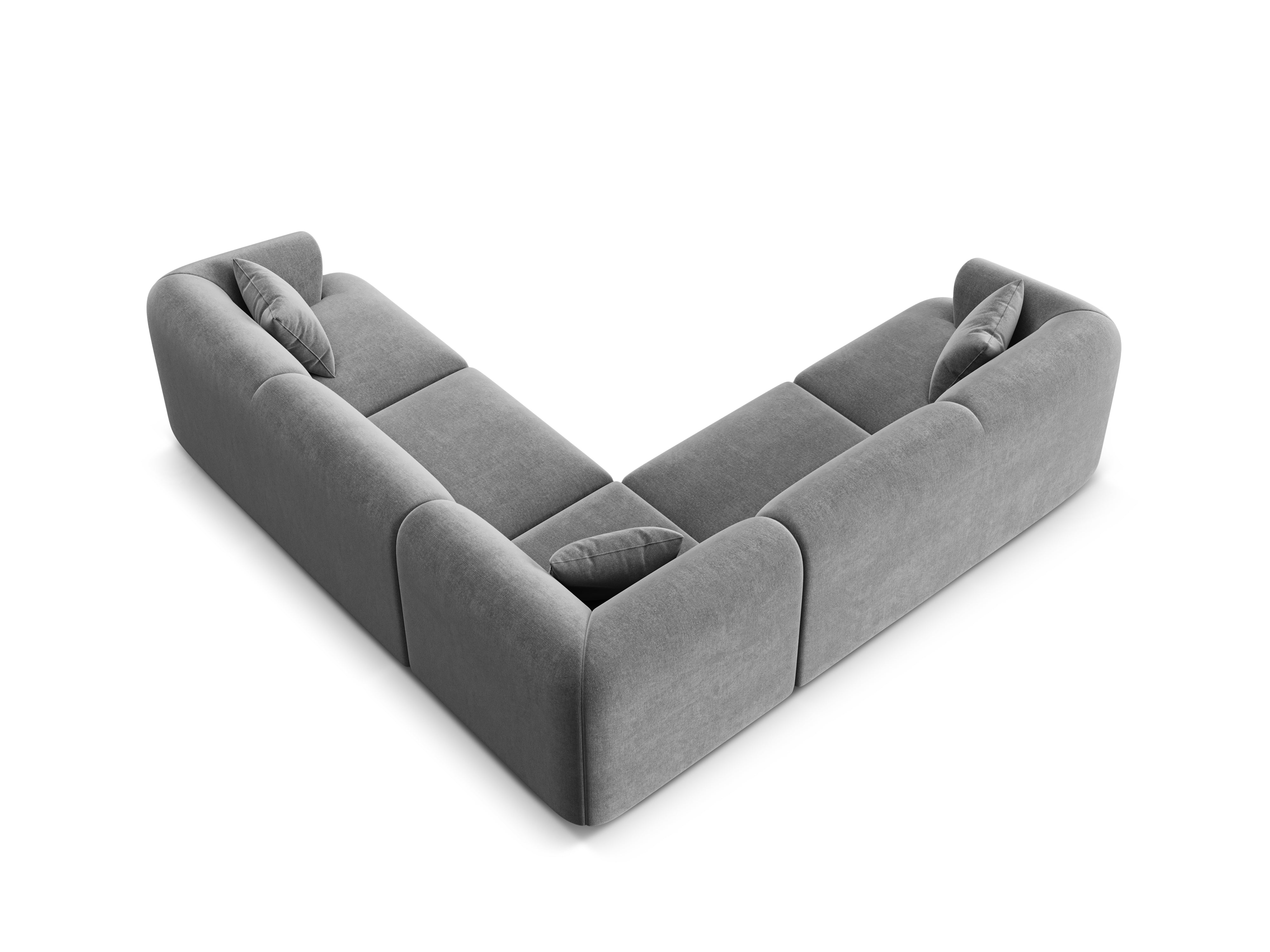 Samt-Ecksofa symmetrisch für 4 Personen CAMPI grau