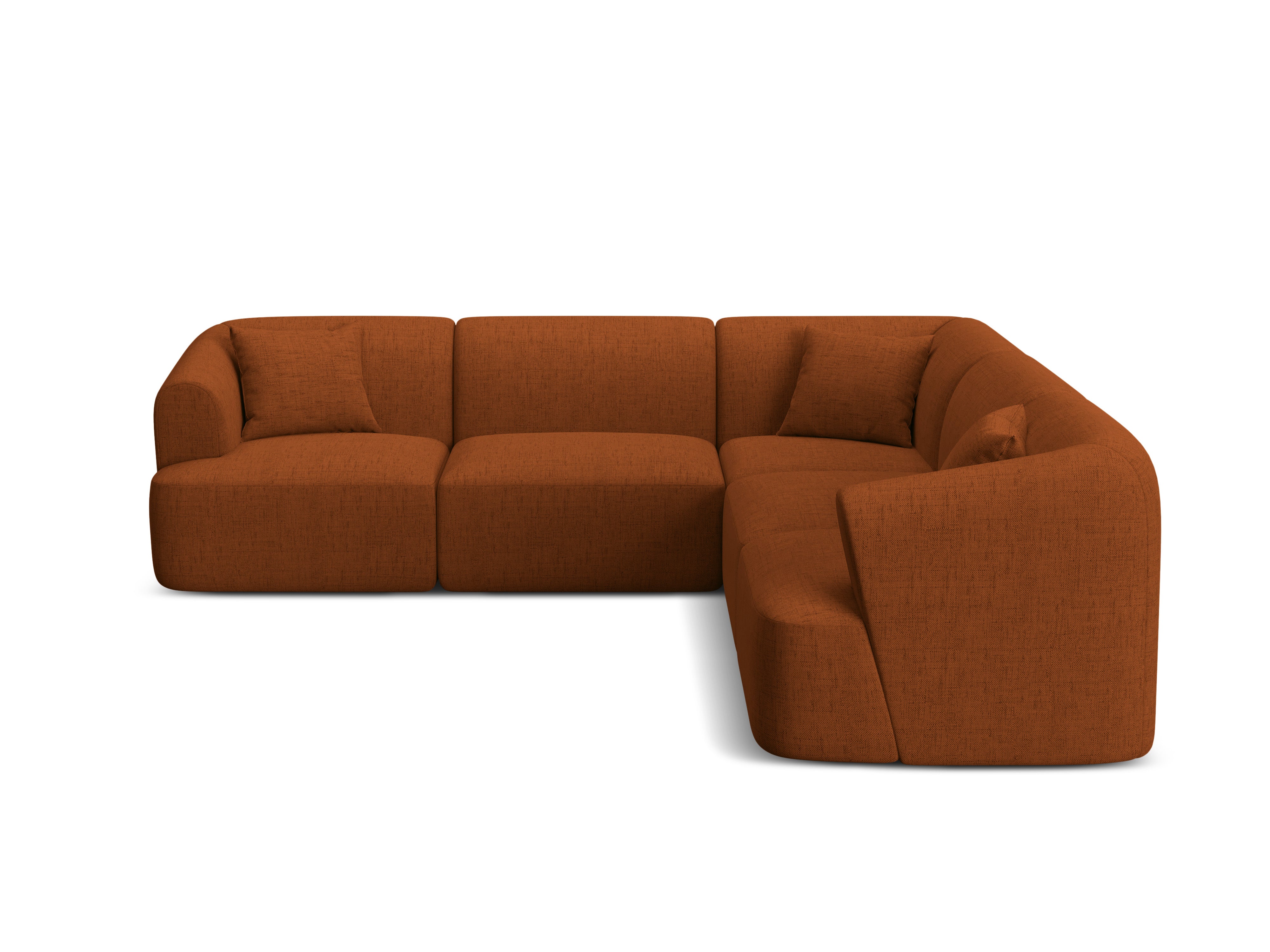 Symmetrische 4-Sitzer-Couch CAMPI ziegelrotes Chenille
