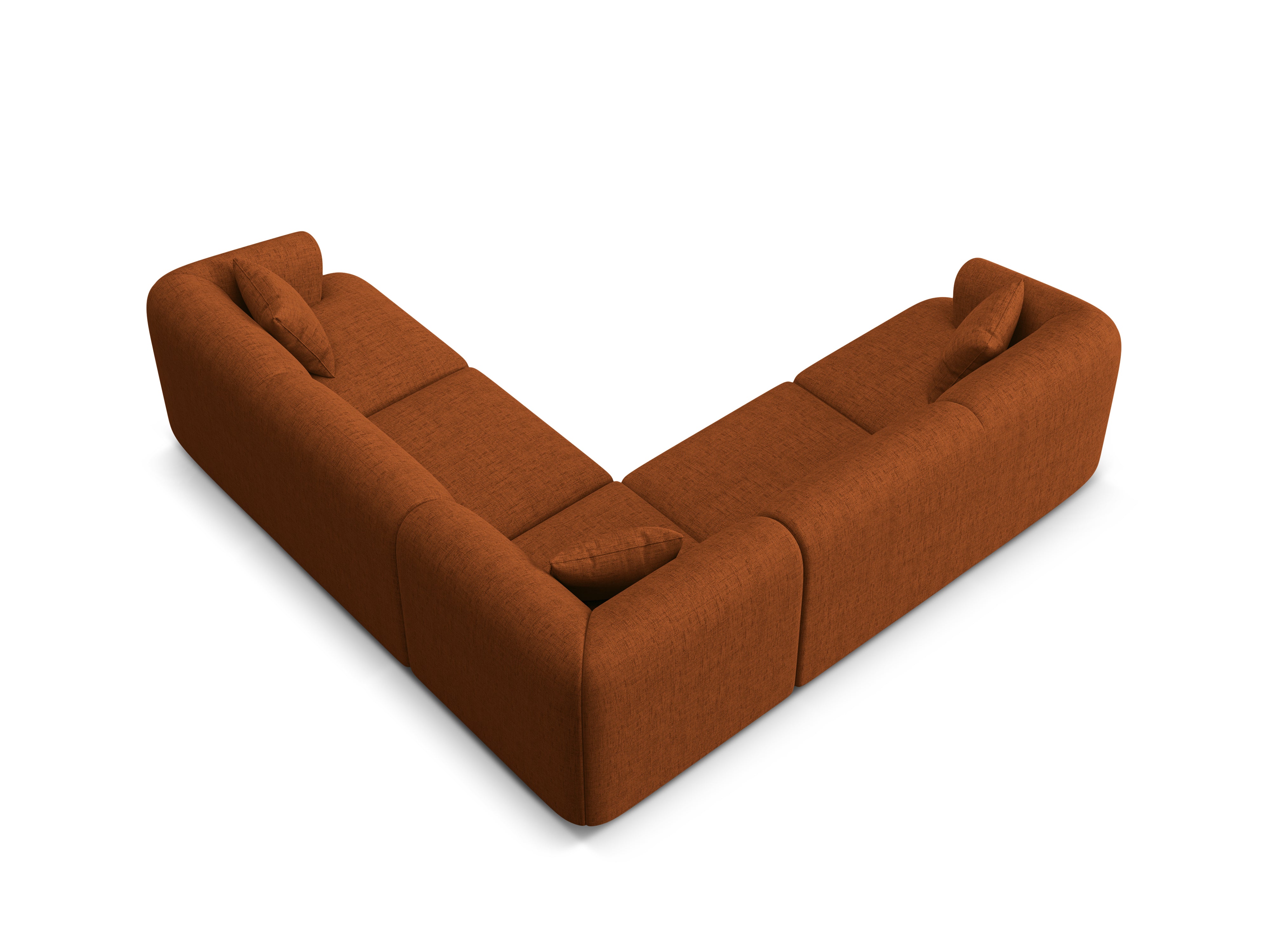 Symmetrische 4-Sitzer-Couch CAMPI ziegelrotes Chenille
