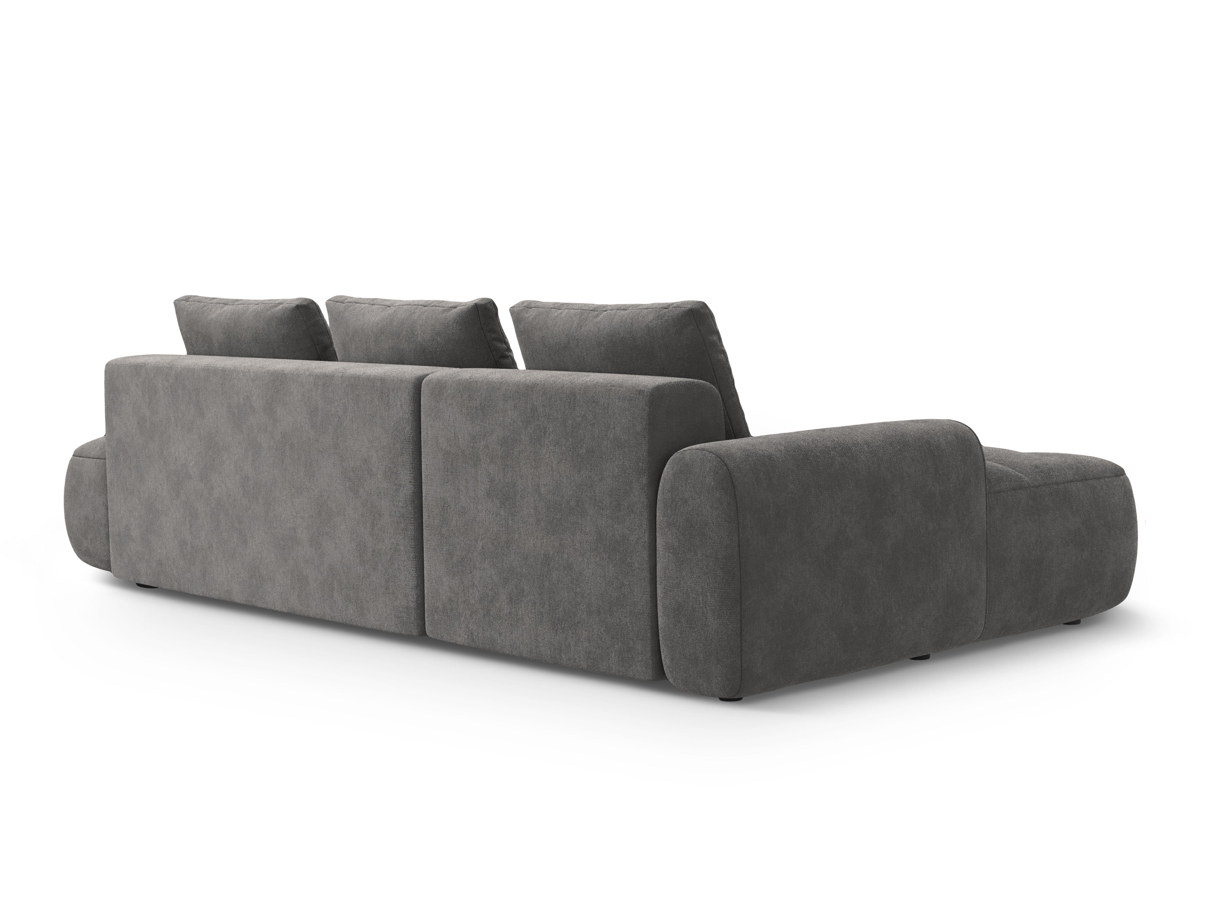Samt-Ecksofa links mit Schlaffunktion 3-sitzig LINZ dunkelgrau