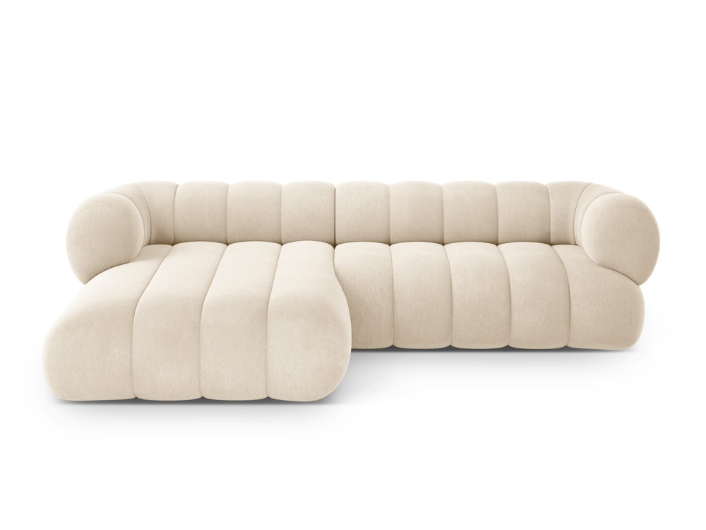 Velvet corner sofa for 5 people, left-sided KOGE in beige
