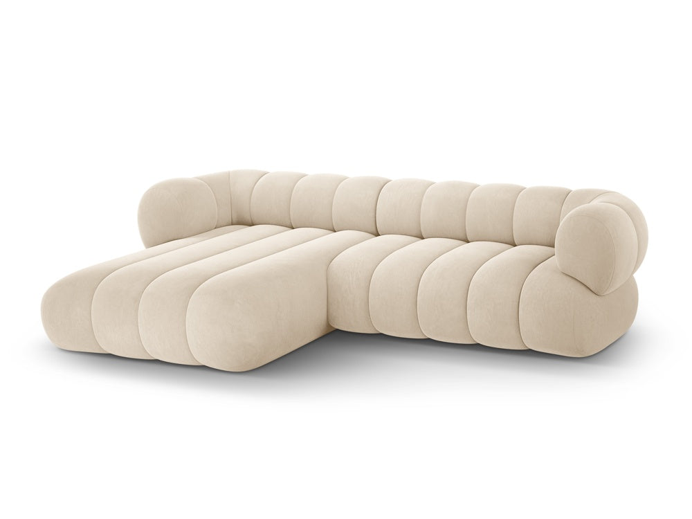 Velvet corner sofa for 5 people, left-sided KOGE in beige