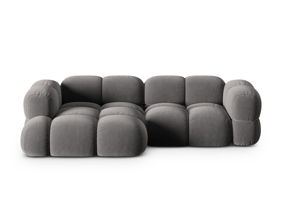 Left-facing 3-seater velvet corner sofa LORETTO gray