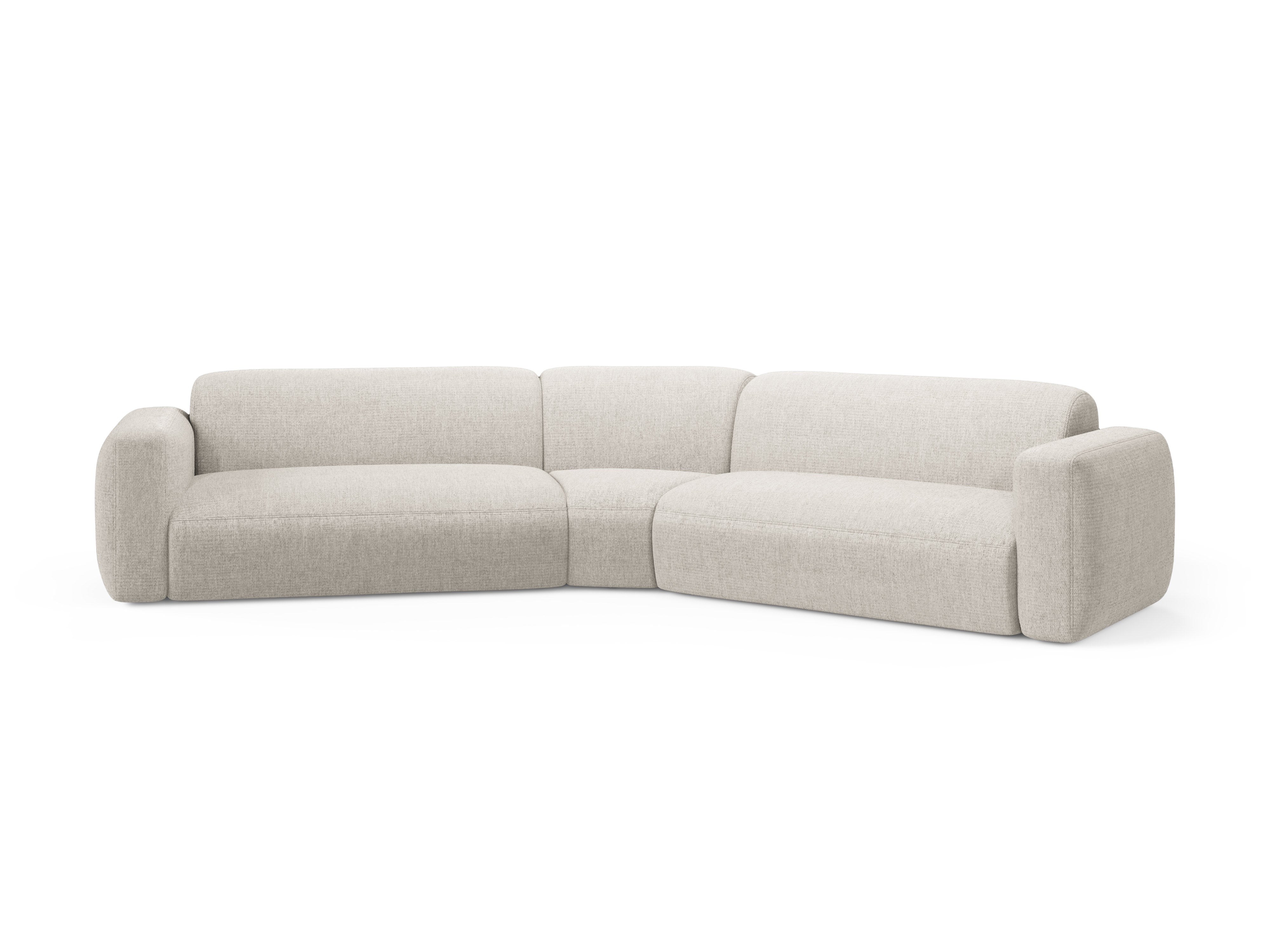 Symmetrische Eckcouch STRINO in cremefarbenem Chenille