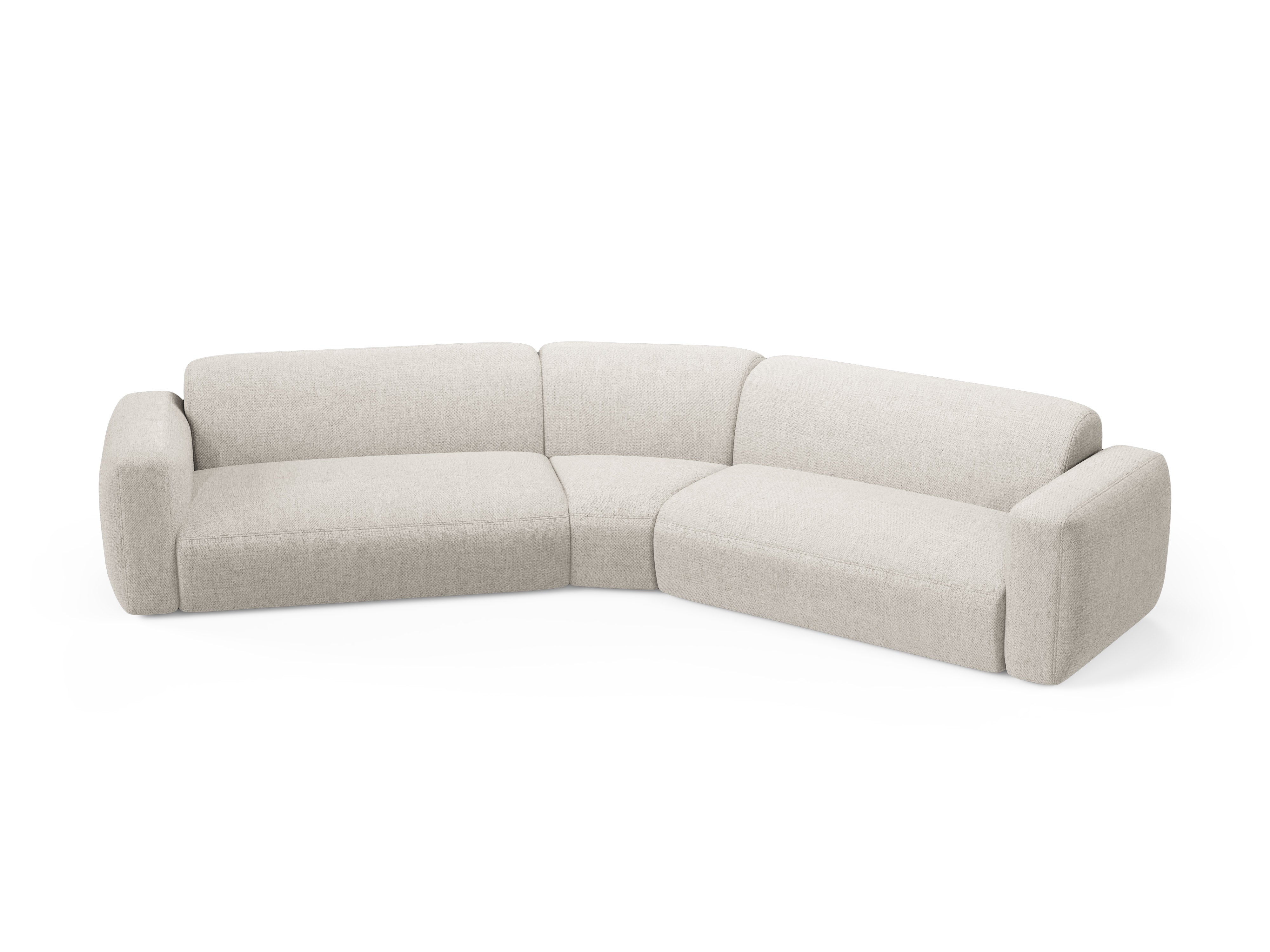 Symmetrische Eckcouch STRINO in cremefarbenem Chenille