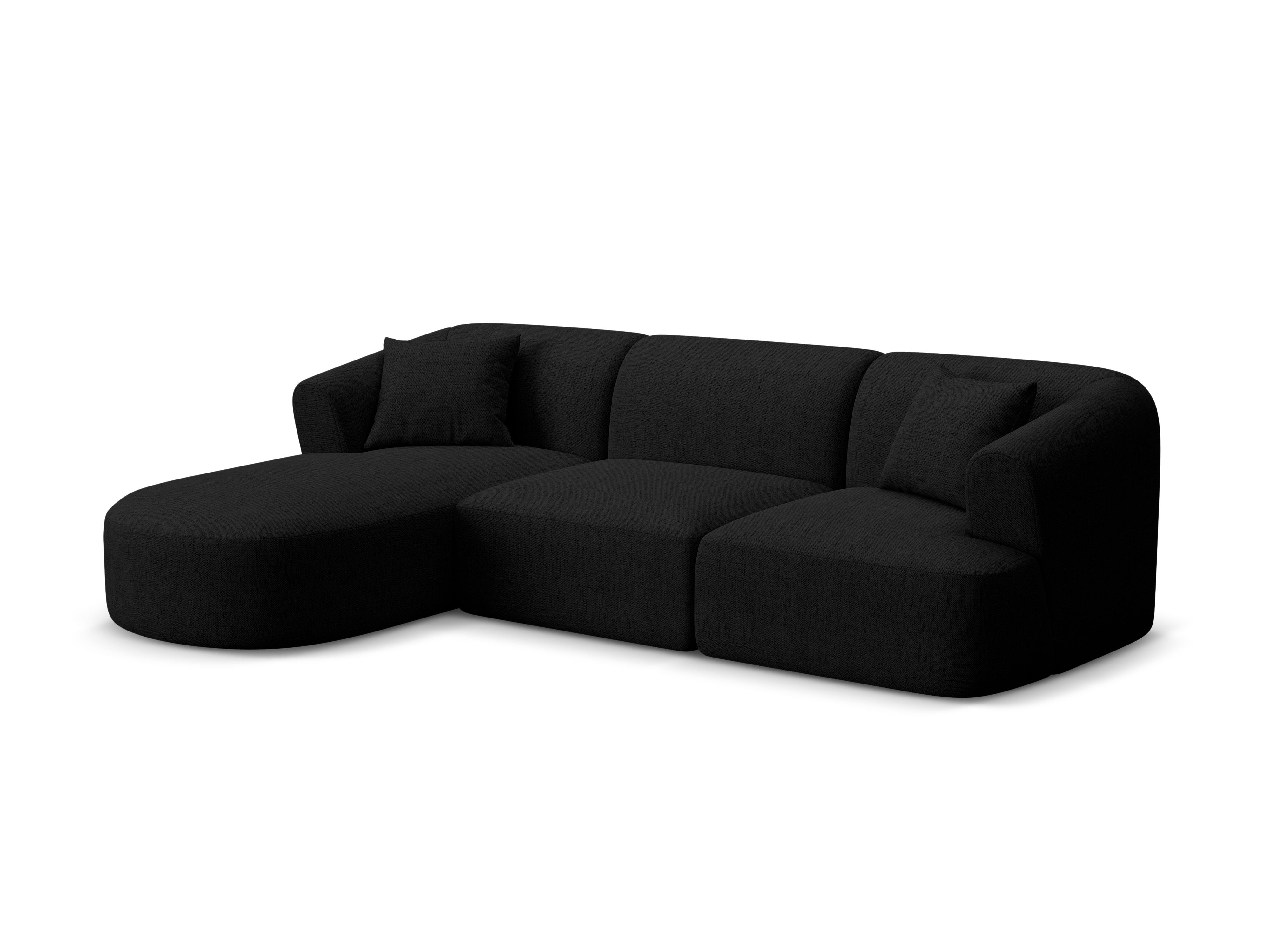 Left-sided 4-seater sofa CAMPI black chenille