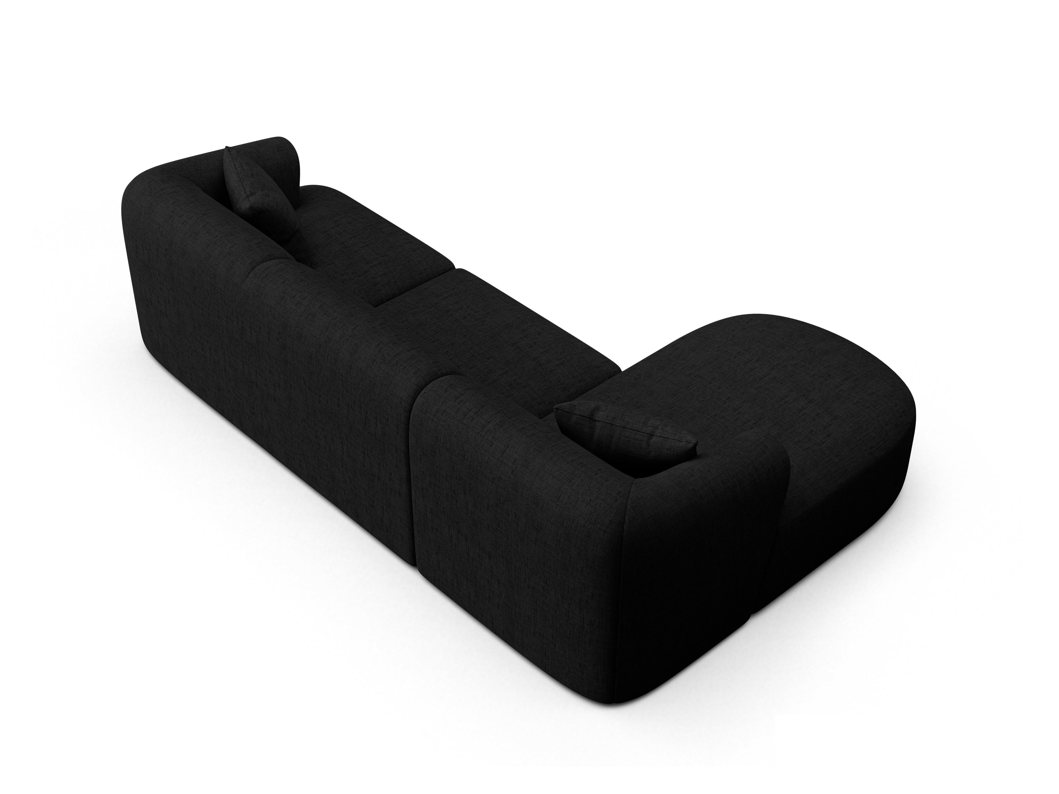 Left-sided 4-seater sofa CAMPI black chenille