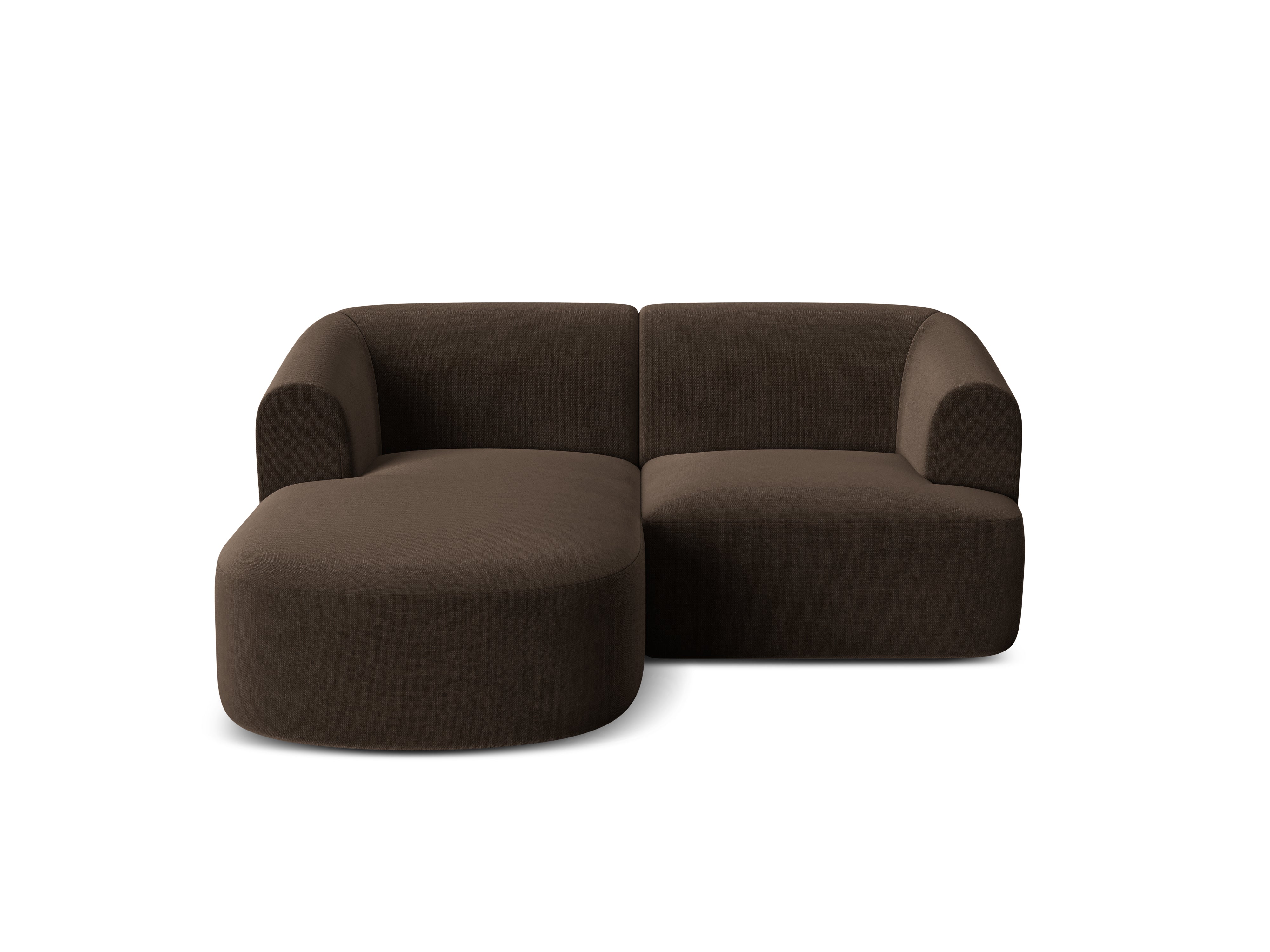 Samt-Ecksofa linksseitig 3-sitzig CAMPI schokoladenbraun
