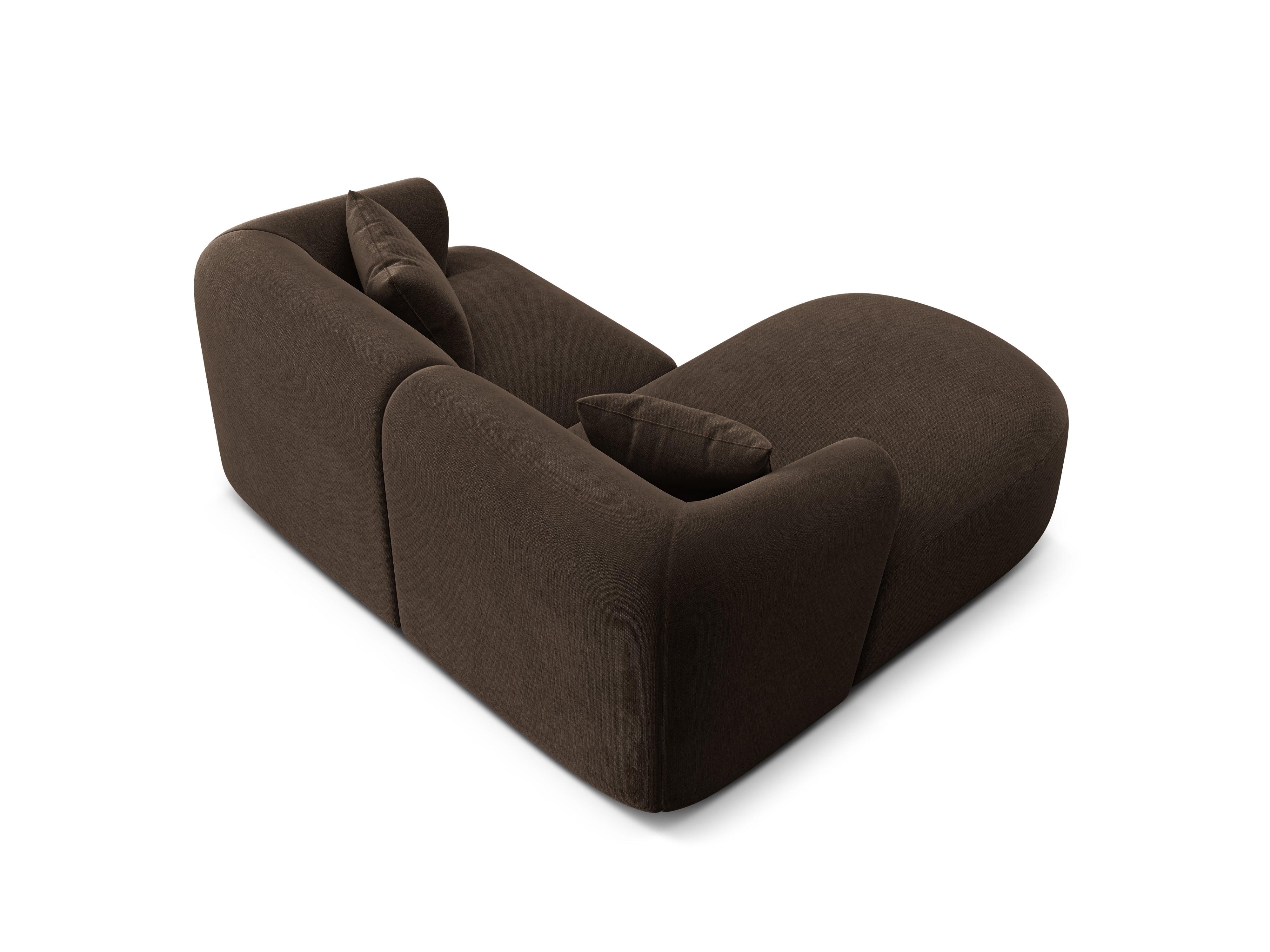 Samt-Ecksofa linksseitig 3-sitzig CAMPI schokoladenbraun