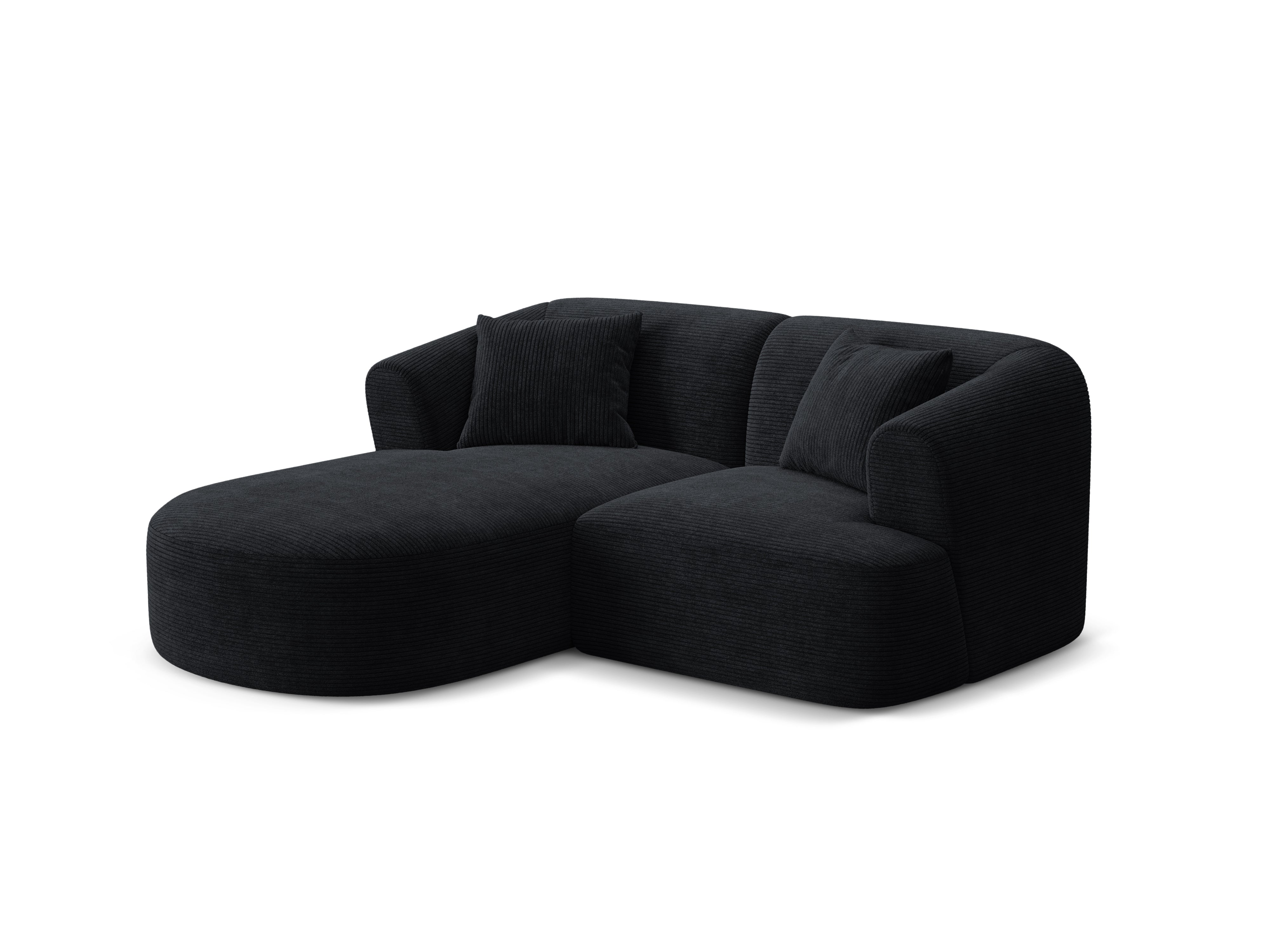 Linksseitiges 3-Sitzer-Sofa CAMPI schwarzes Cord