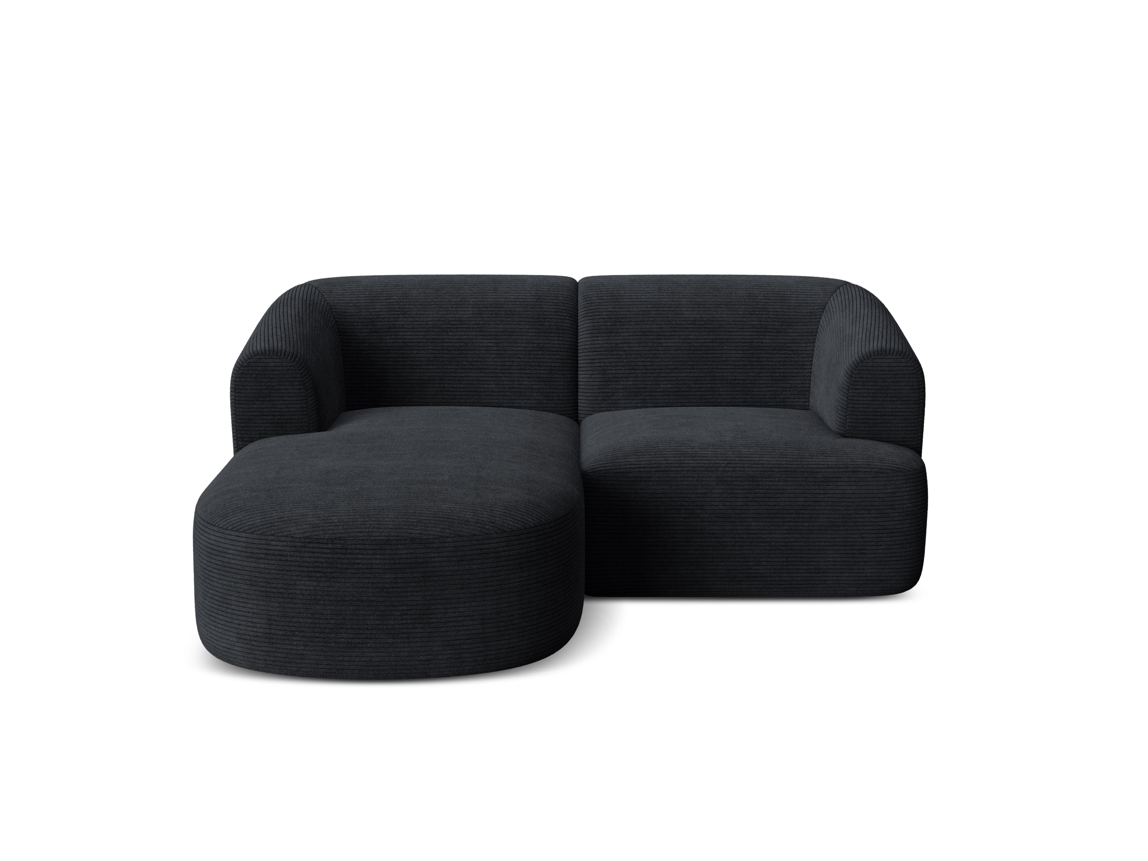 Linksseitiges 3-Sitzer-Sofa CAMPI schwarzes Cord