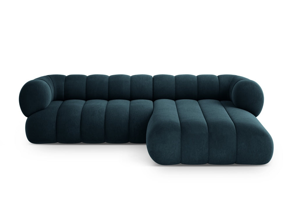 Samt-Ecksofa für 5 Personen, rechtsseitig, KOGE petrol