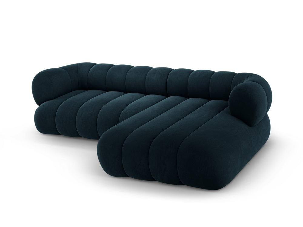 Samt-Ecksofa für 5 Personen, rechtsseitig, KOGE petrol