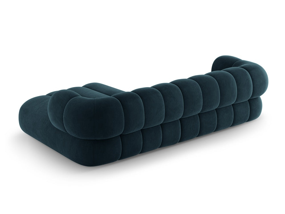 Samt-Ecksofa für 5 Personen, rechtsseitig, KOGE petrol