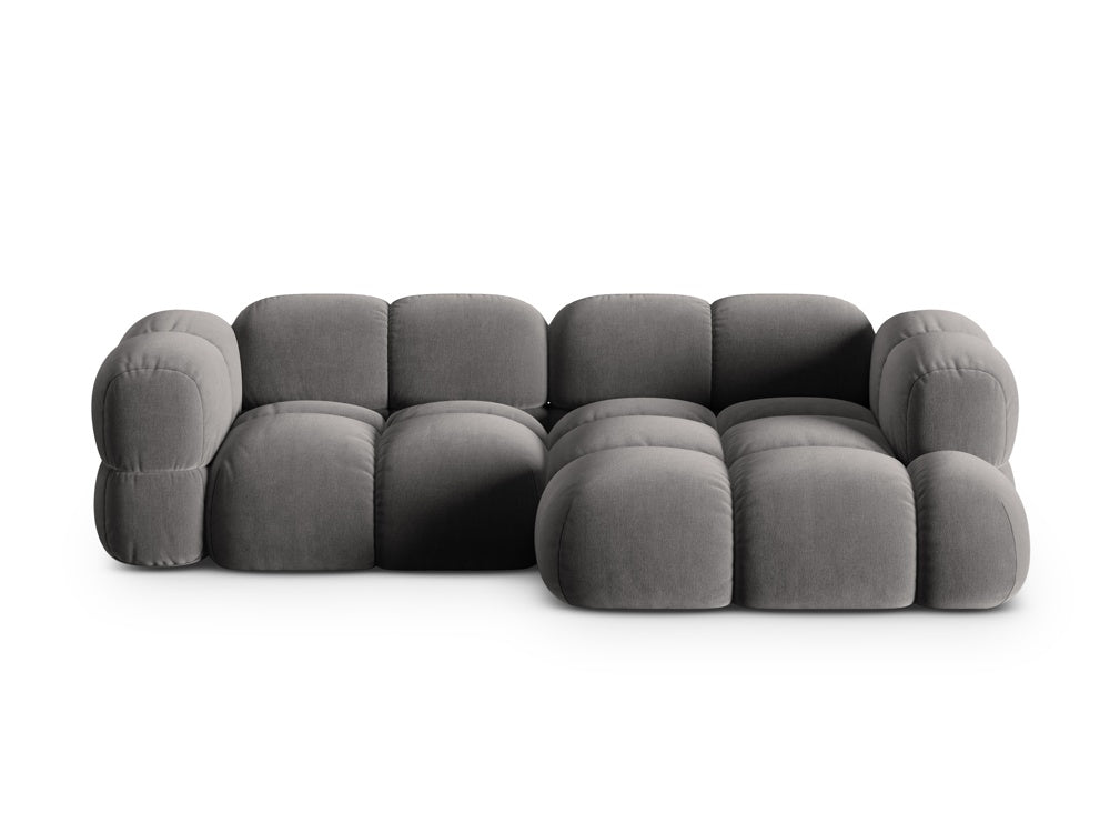LORETTO gray velvet 3-seater right-facing corner sofa