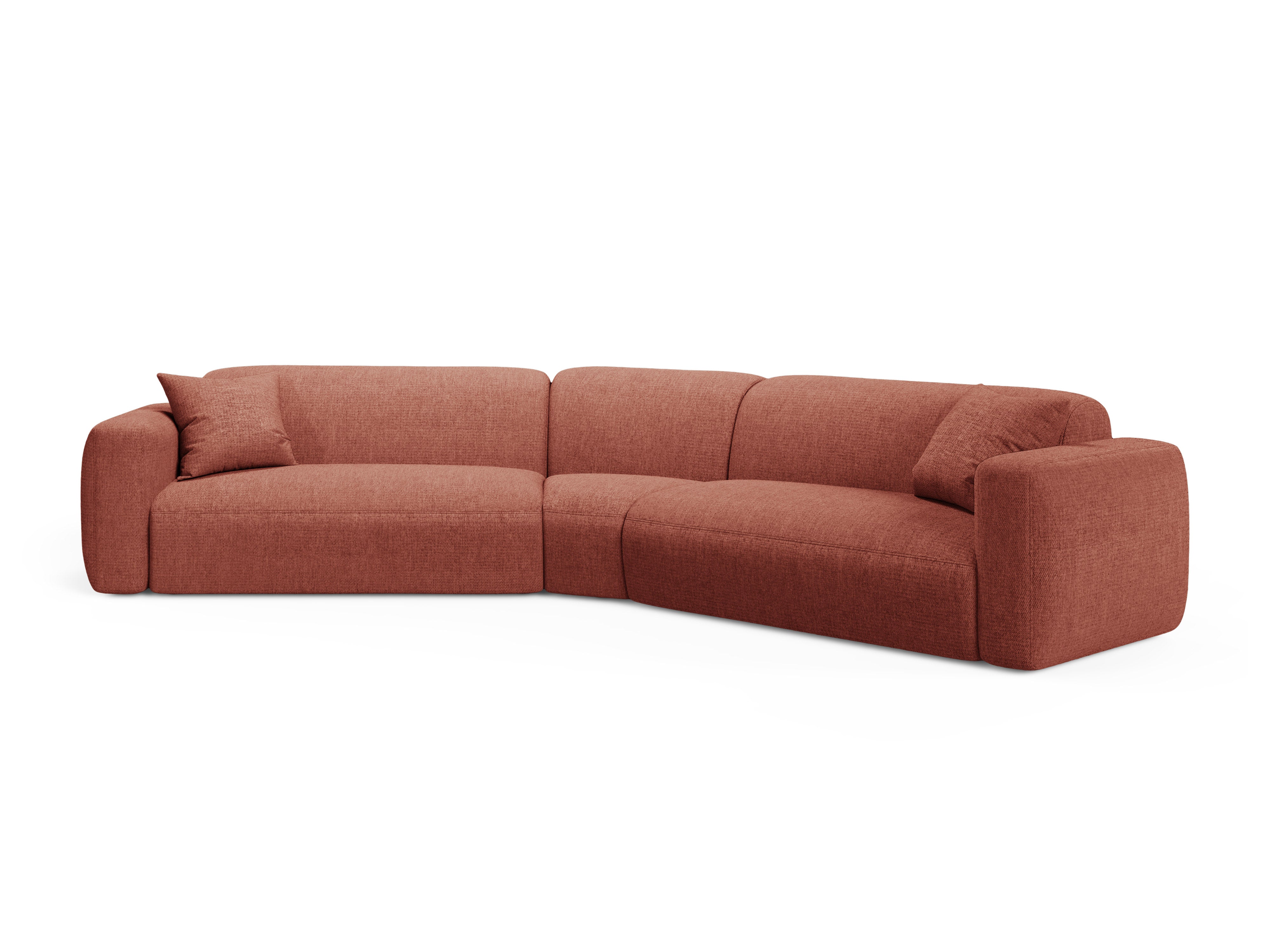 Symmetrische Eckcouch STRINO korallenfarbener Chenille