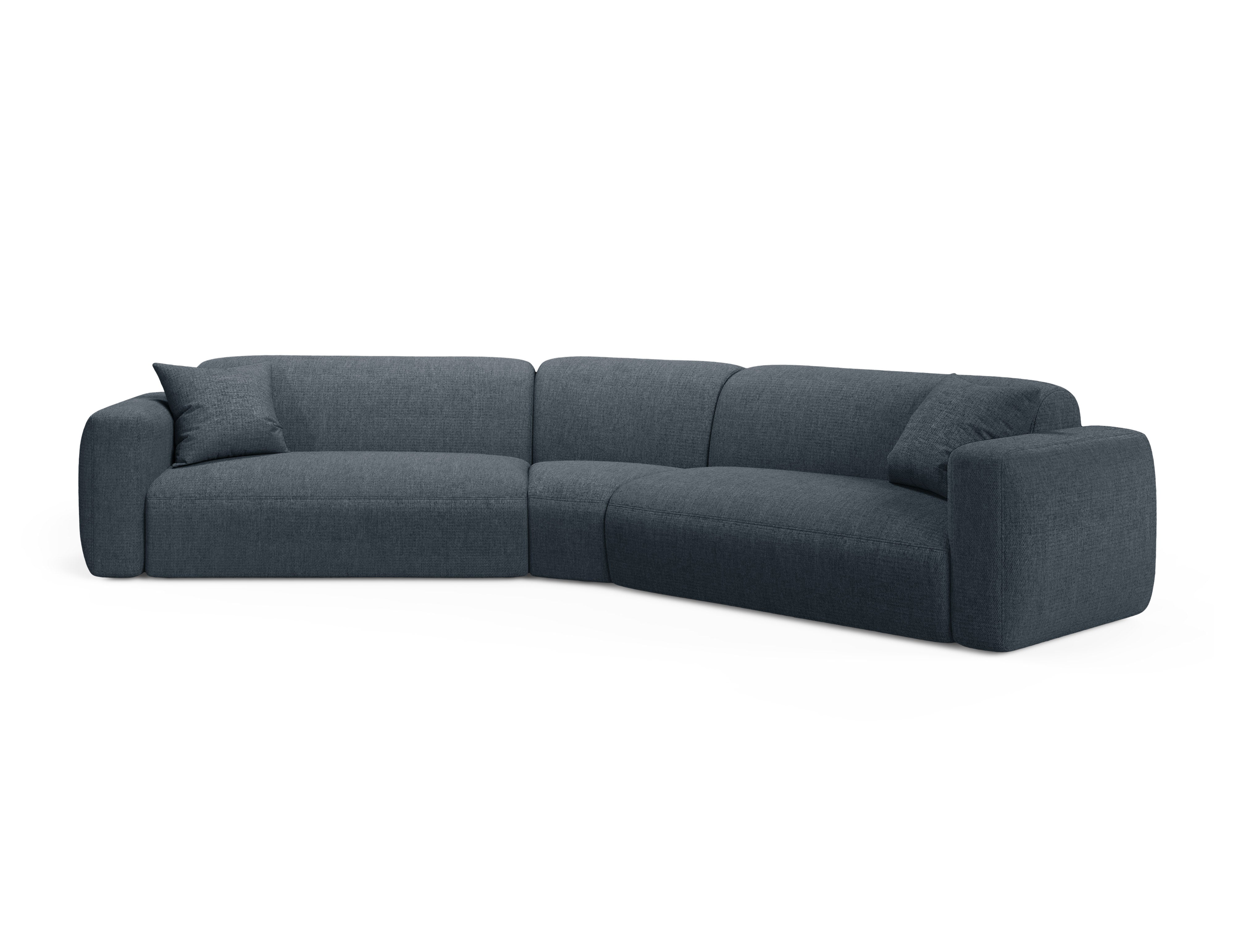 Symmetrische Eckcouch STRINO blauer Chenille