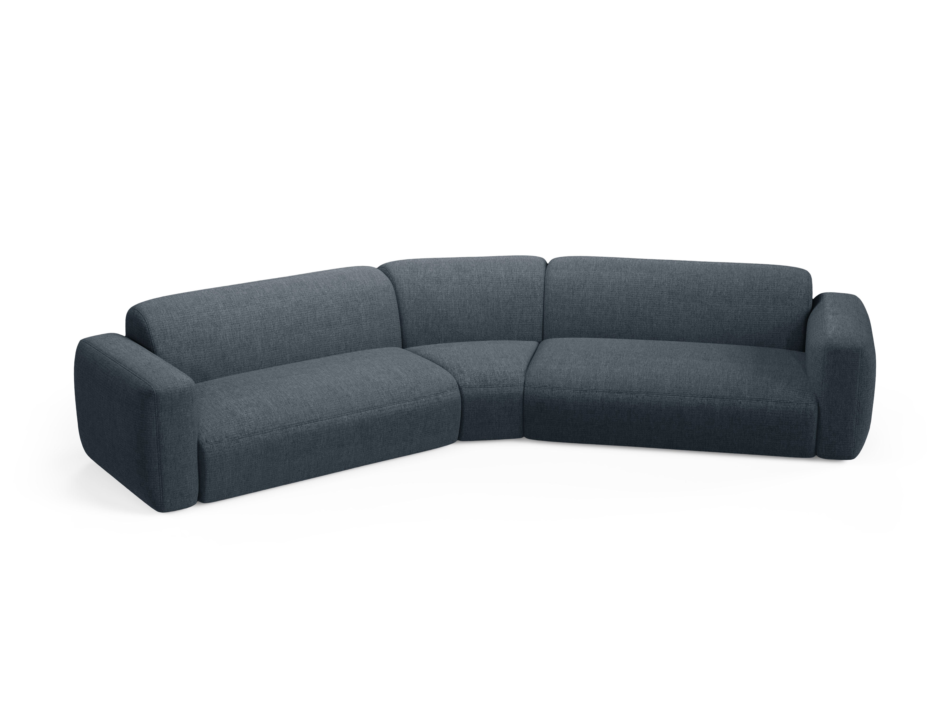 Symmetrische Eckcouch STRINO blauer Chenille