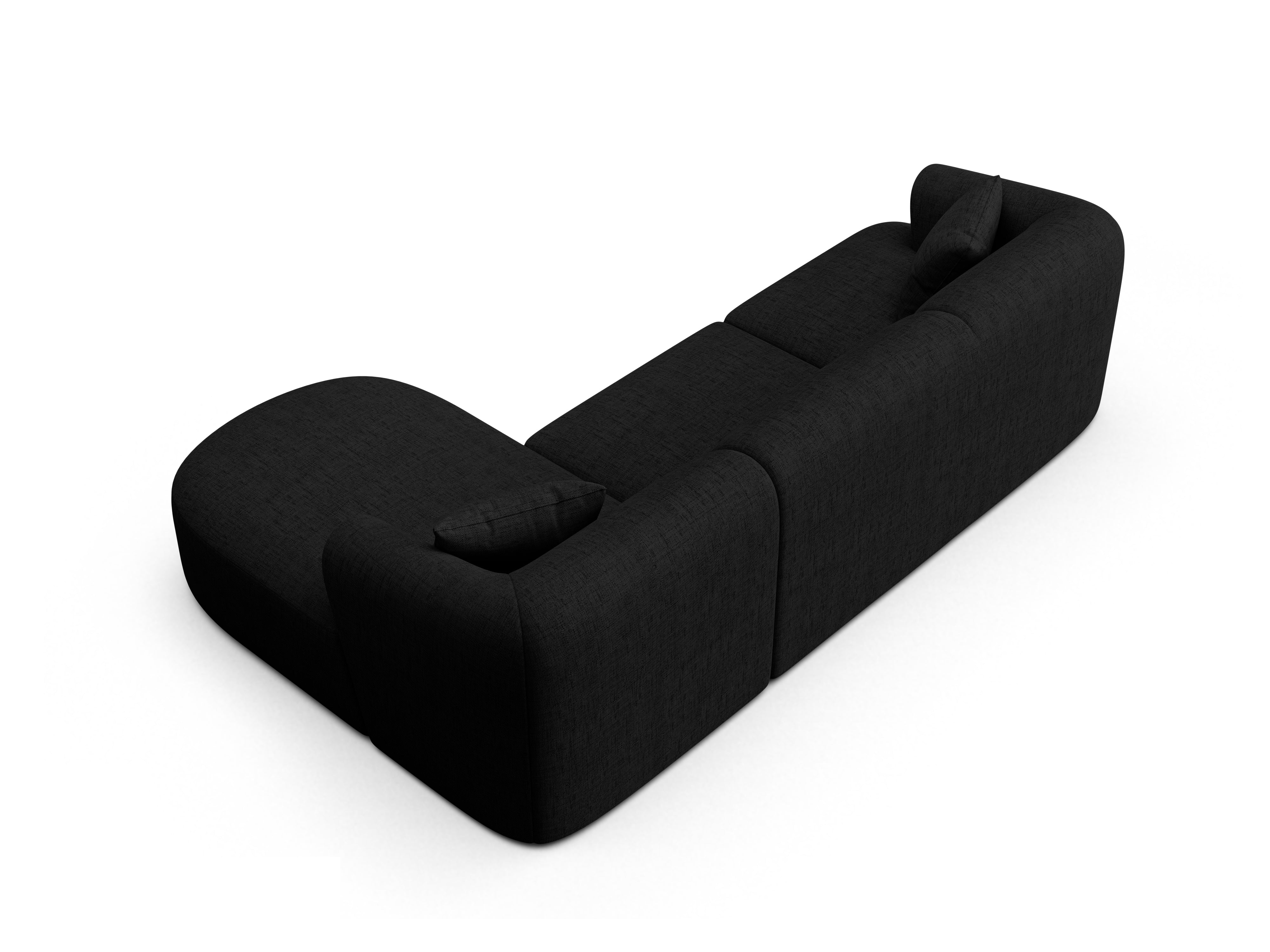 Right-facing 4-seater sofa CAMPI black chenille