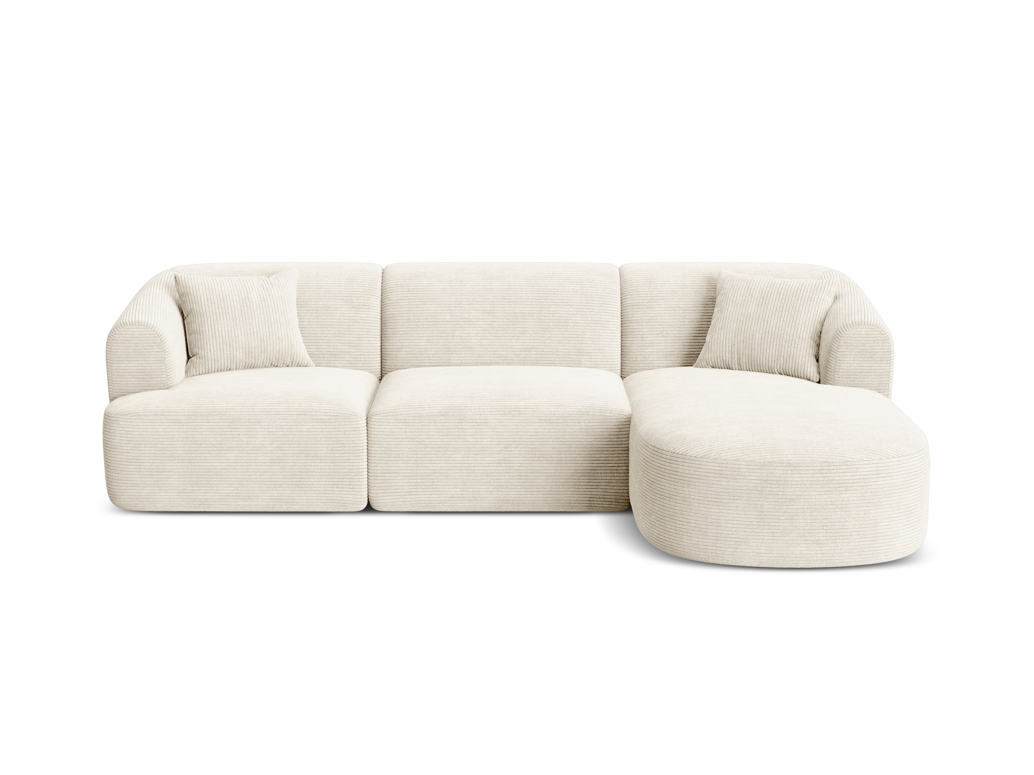 Rechtsseitige 4-Sitzer-Couch CAMPI cremefarbener Cord
