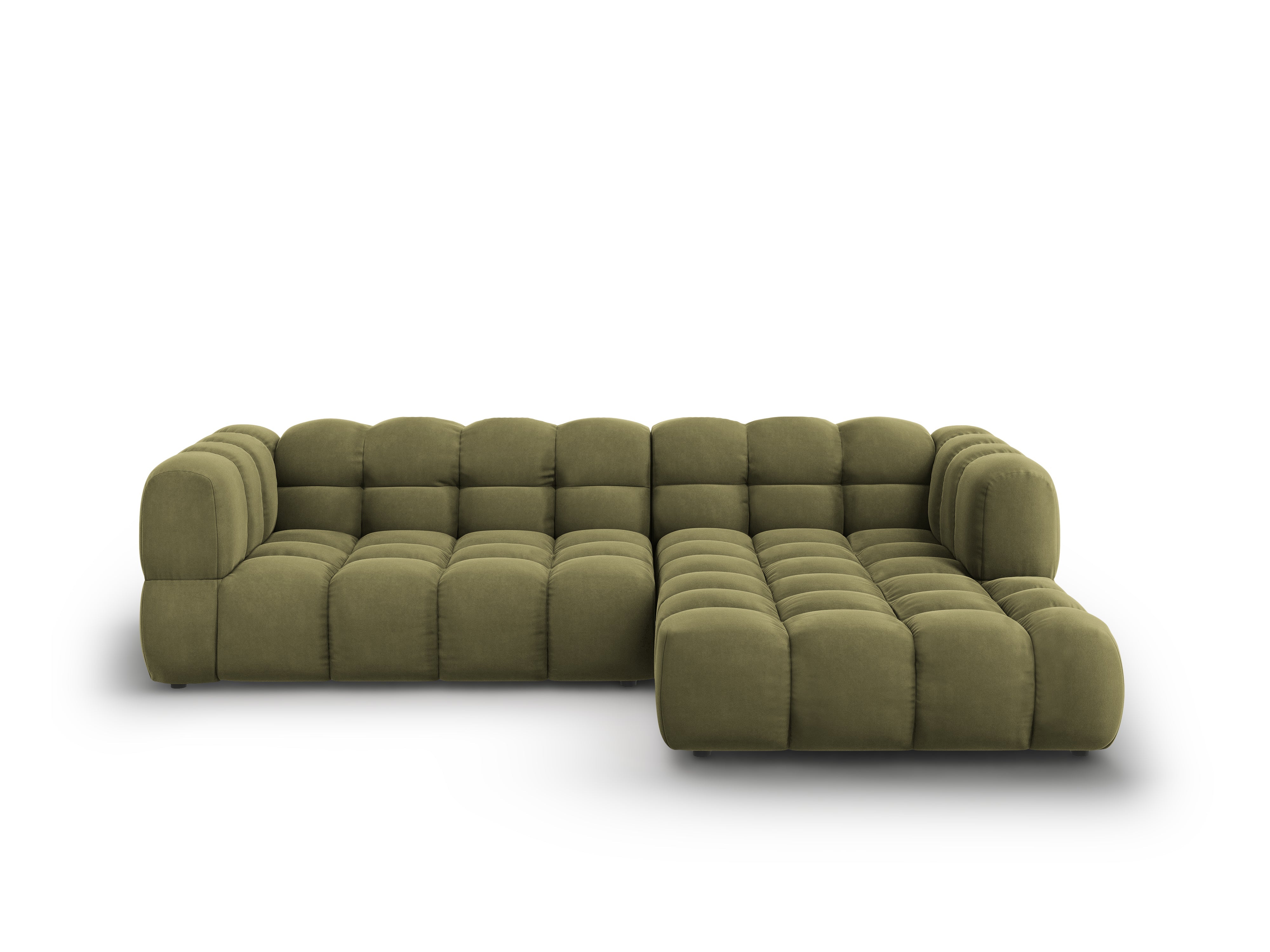 Narożnik aksamitny prawostronny 3,5-osobowy SKY jasnozielony Cosmopolitan Design Eye on Design