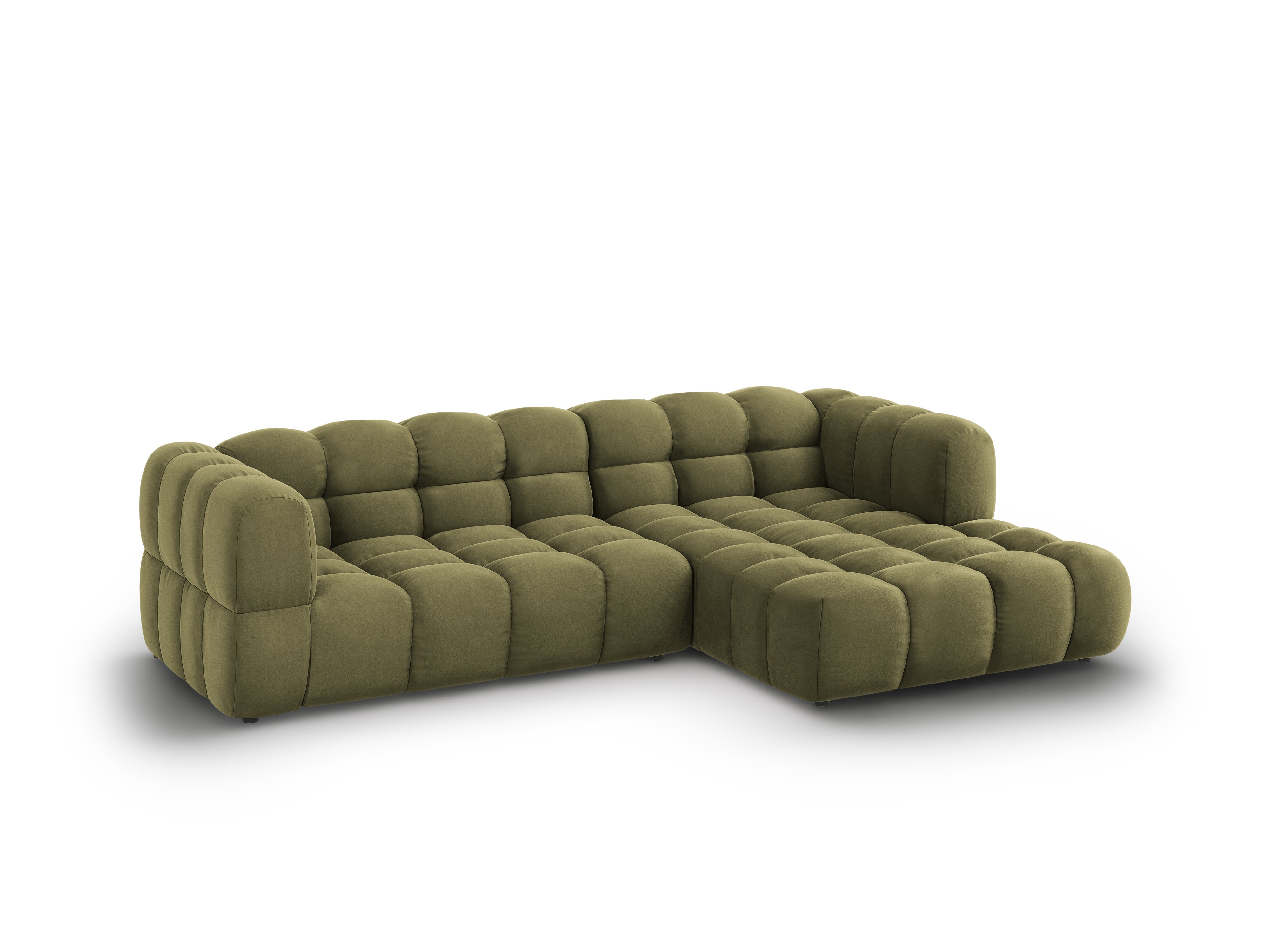 Narożnik aksamitny prawostronny 3,5-osobowy SKY jasnozielony Cosmopolitan Design Eye on Design
