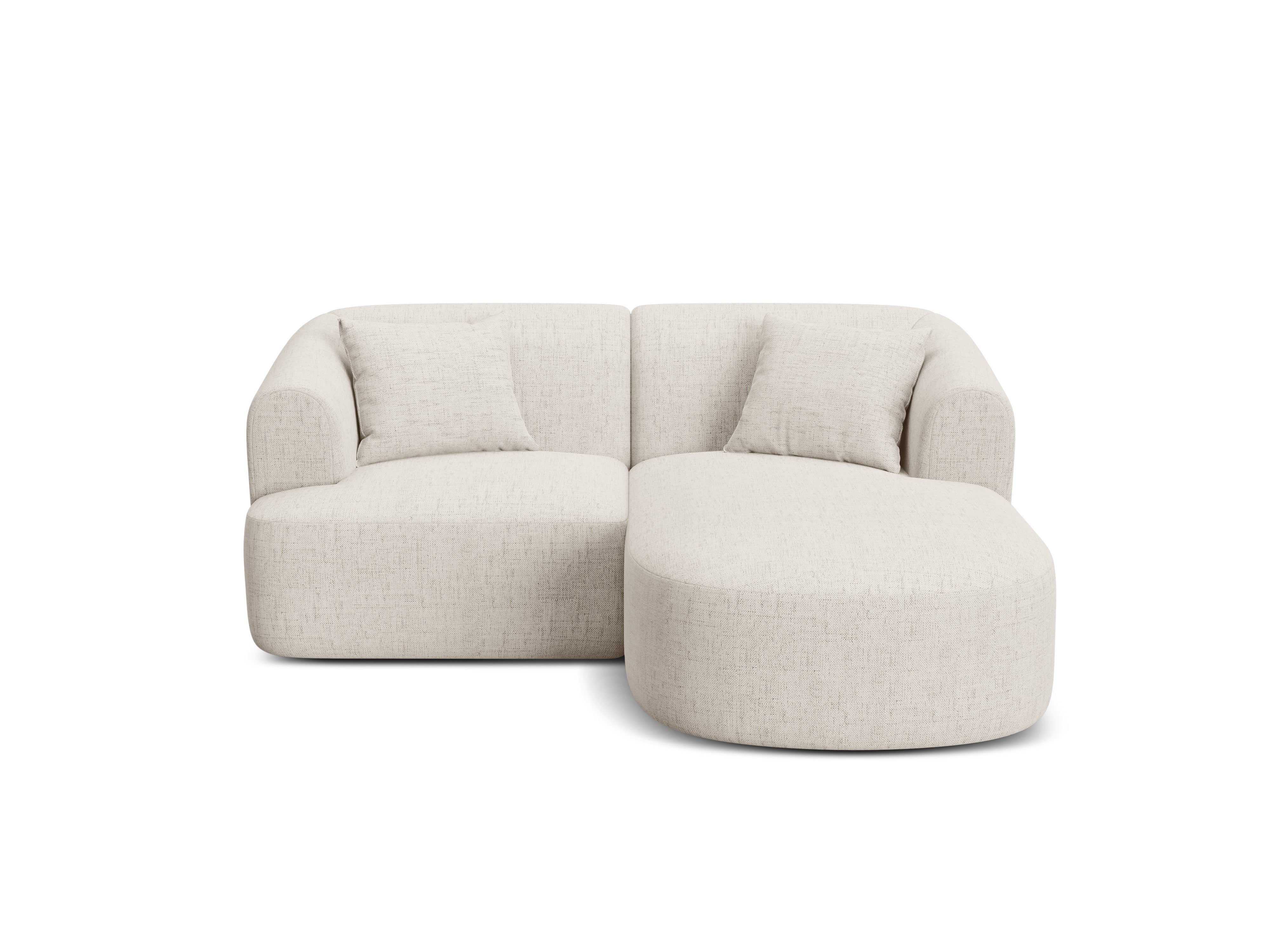 Rechtsseitige 3-Sitzer-Couch CAMPI in cremefarbenem Chenille
