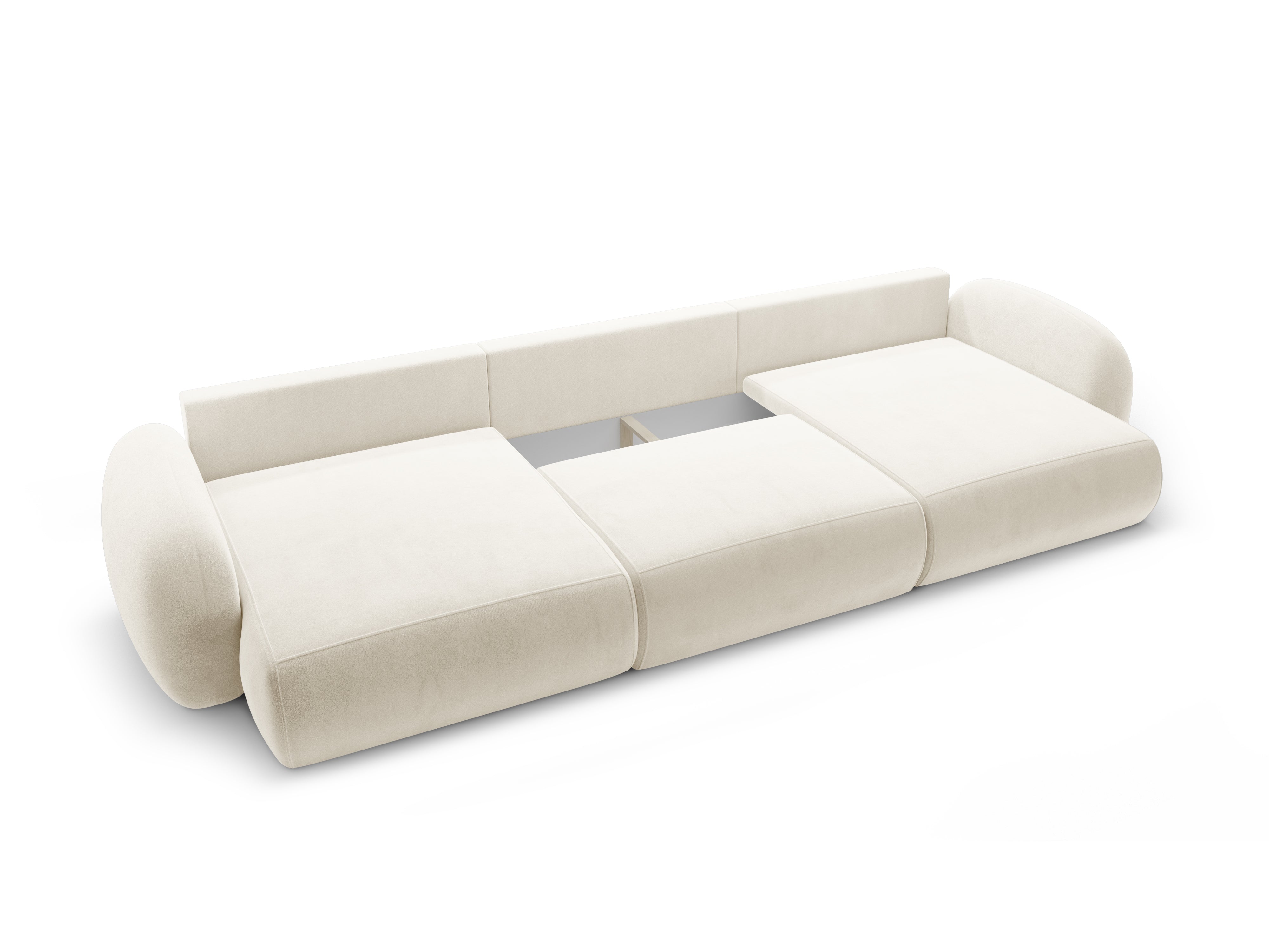 Sofa panoramiczna aksamitna z funkcją spania 5-osobowa TONALE kremowy