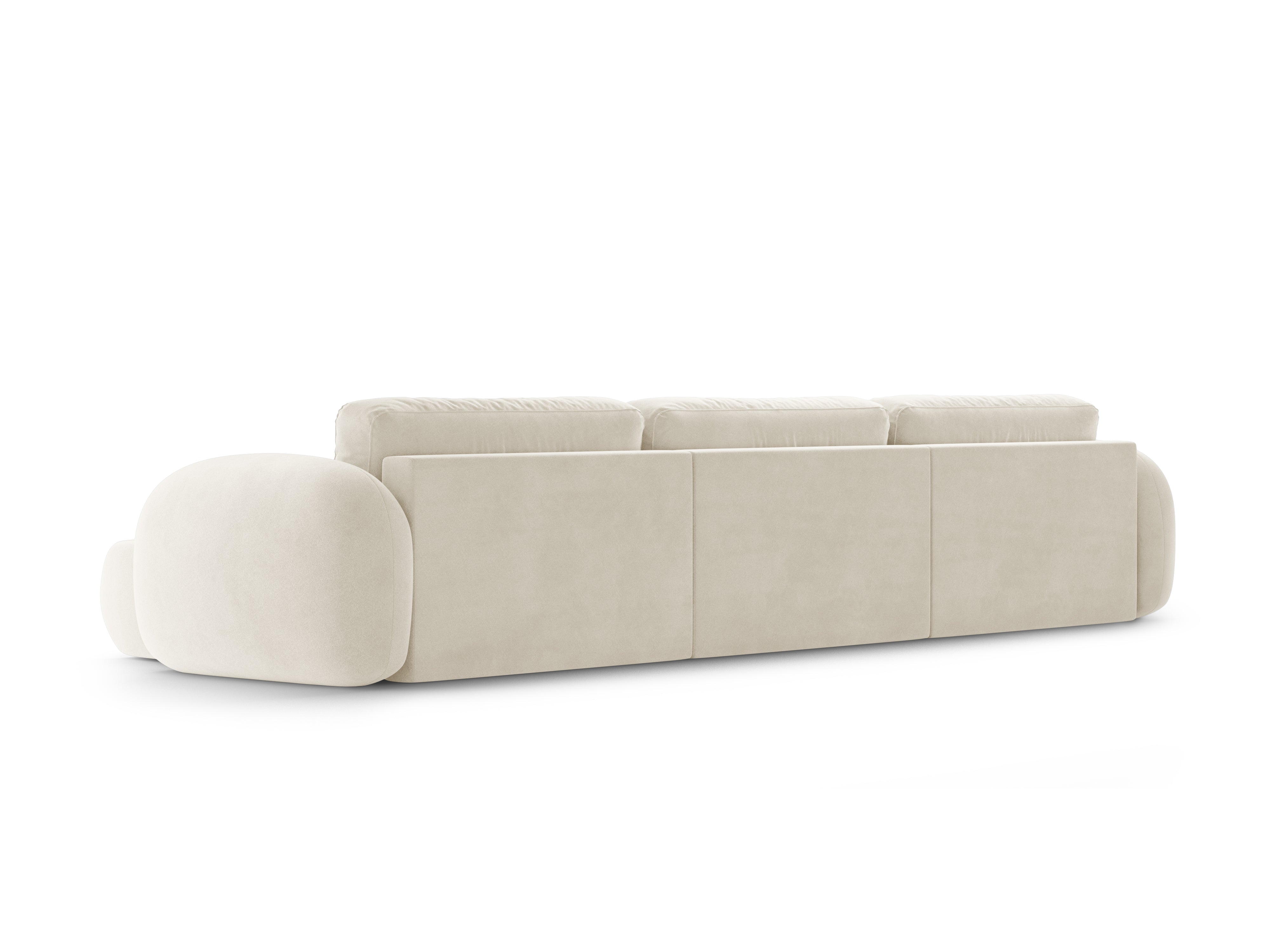 Sofa panoramiczna aksamitna z funkcją spania 5-osobowa TONALE kremowy