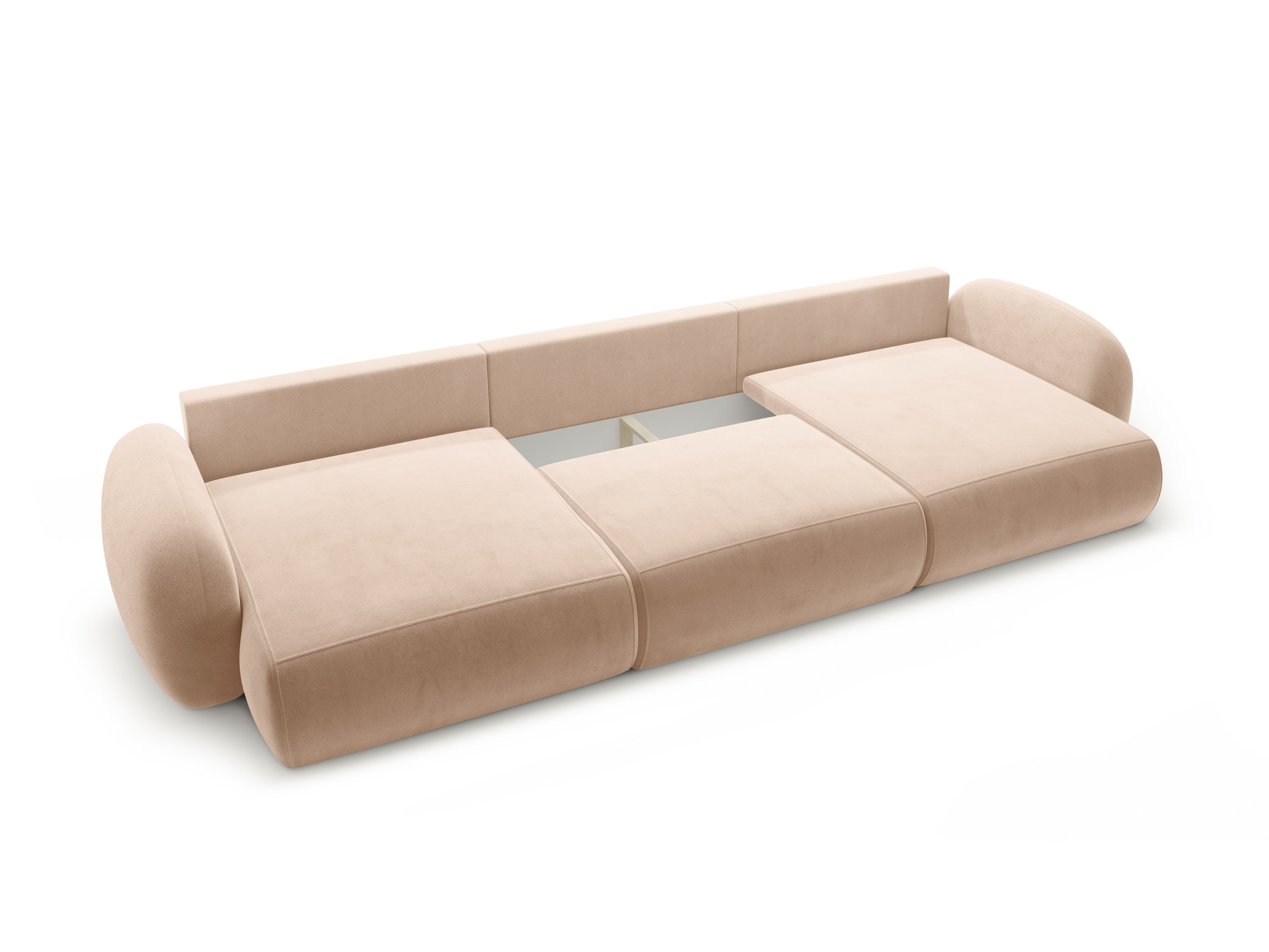 Sofa panoramiczna aksamitna z funkcją spania 5-osobowa TONALE beżowy