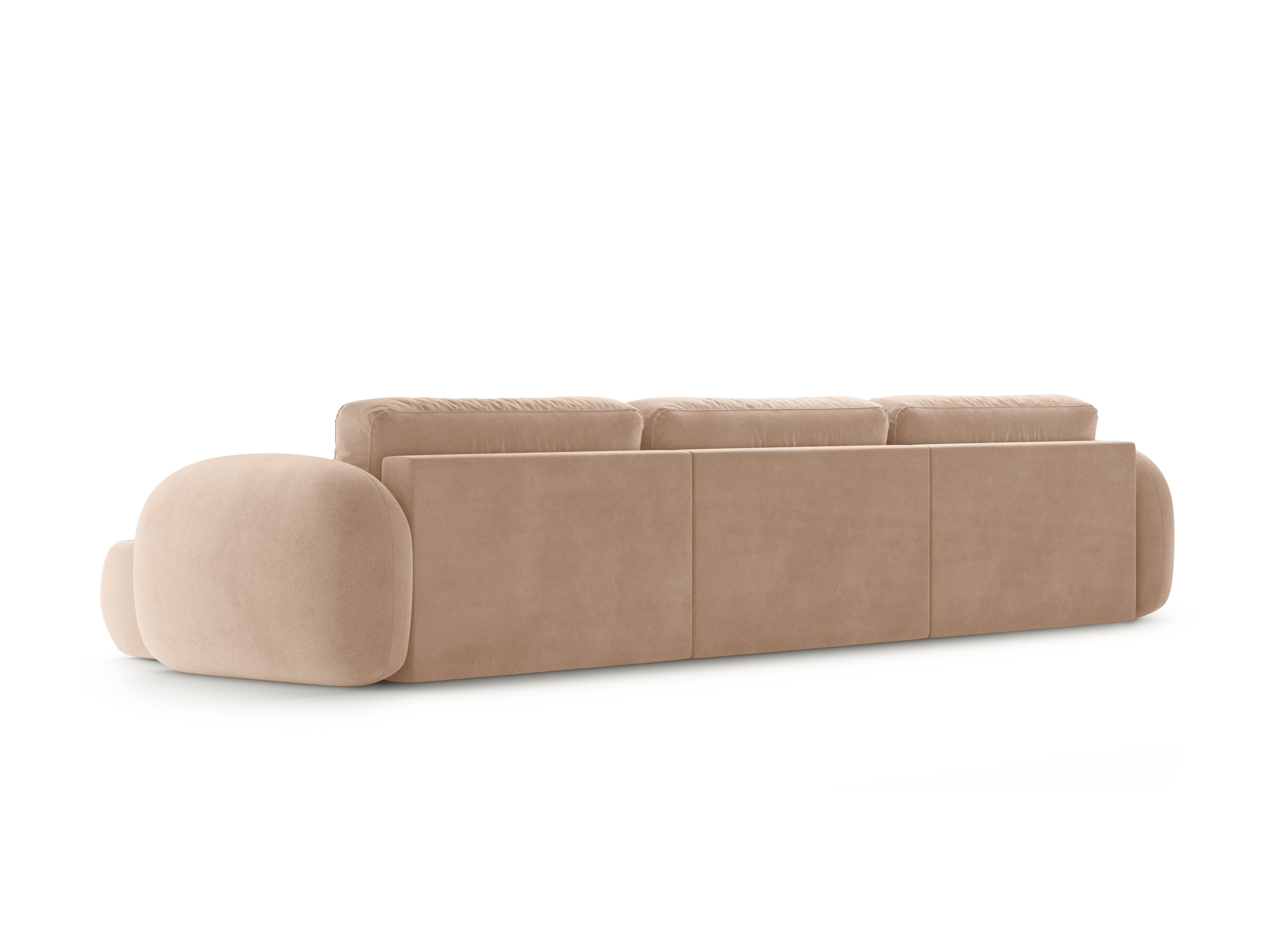 Sofa panoramiczna aksamitna z funkcją spania 5-osobowa TONALE beżowy