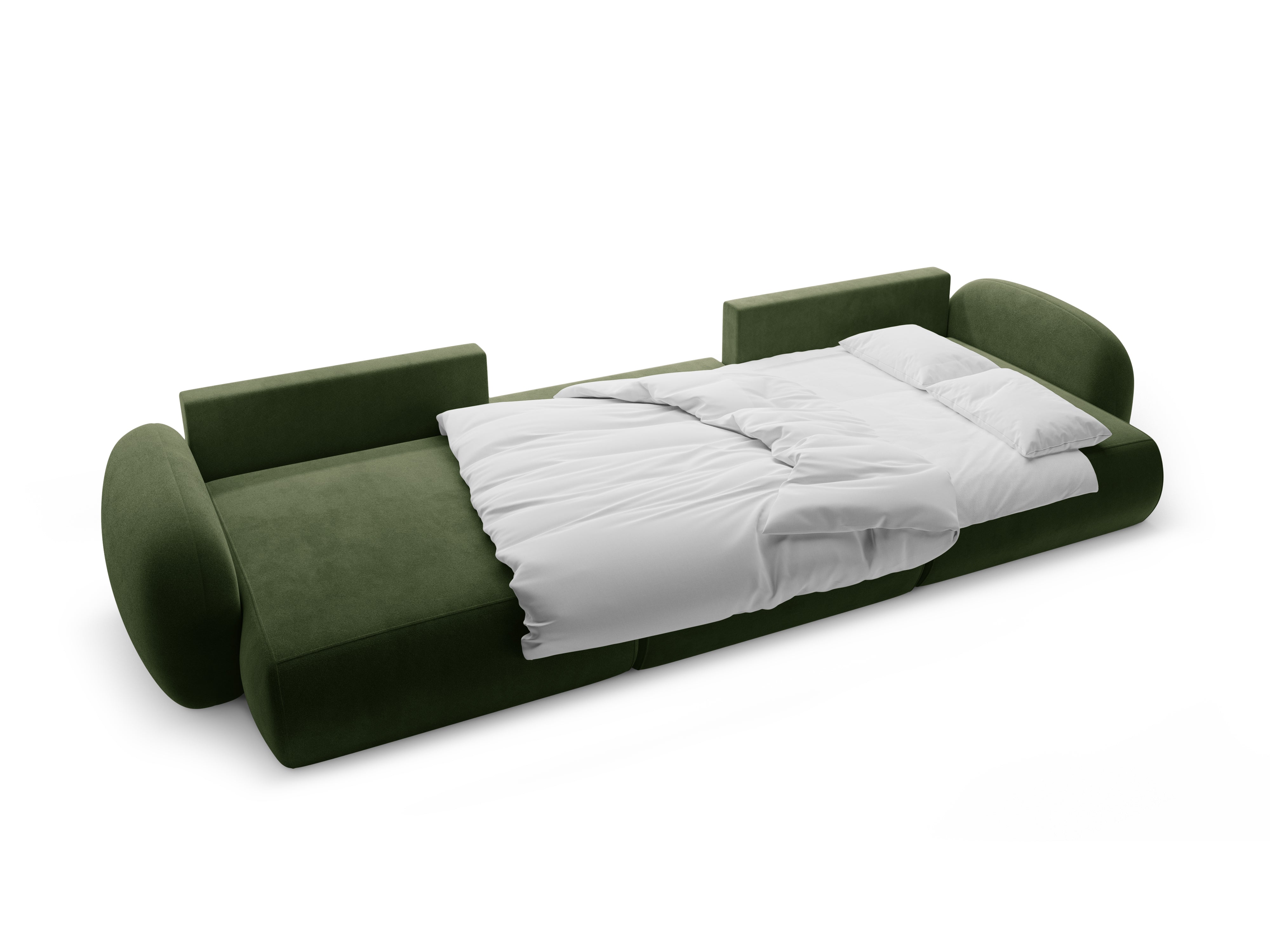 Sofa panoramiczna aksamitna z funkcją spania 5-osobowa TONALE wojskowa zieleń