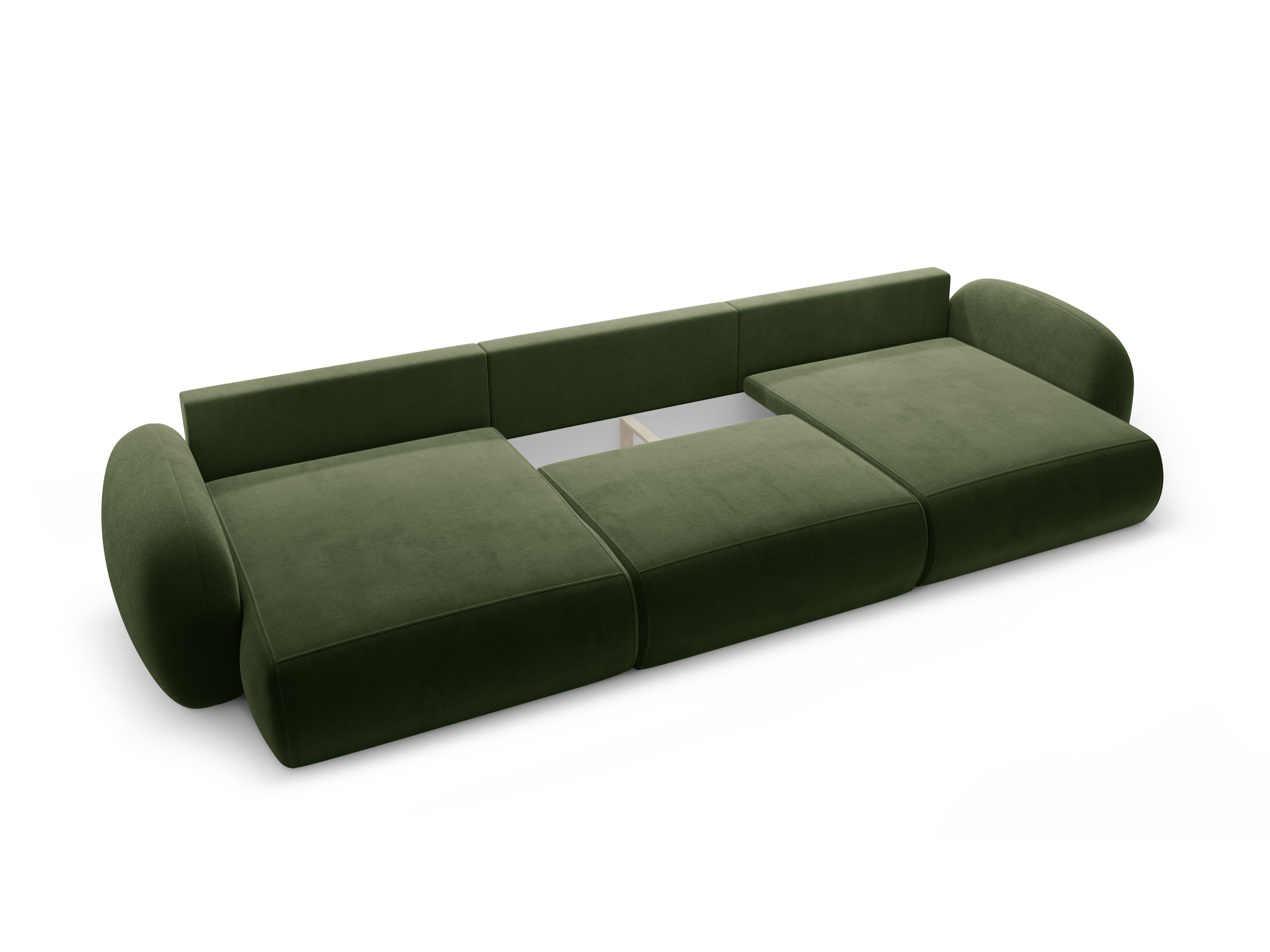 Sofa panoramiczna aksamitna z funkcją spania 5-osobowa TONALE wojskowa zieleń