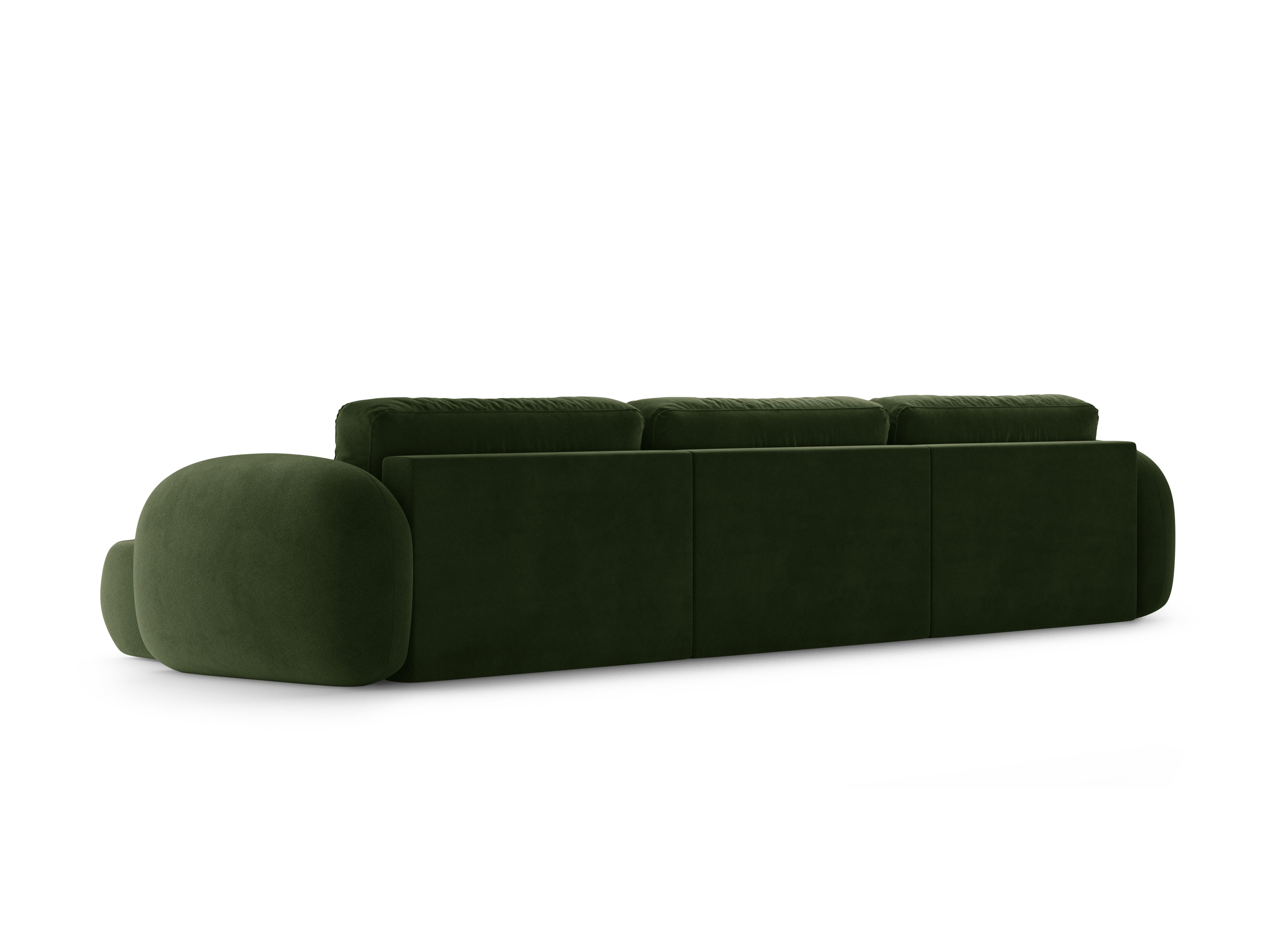 Sofa panoramiczna aksamitna z funkcją spania 5-osobowa TONALE wojskowa zieleń