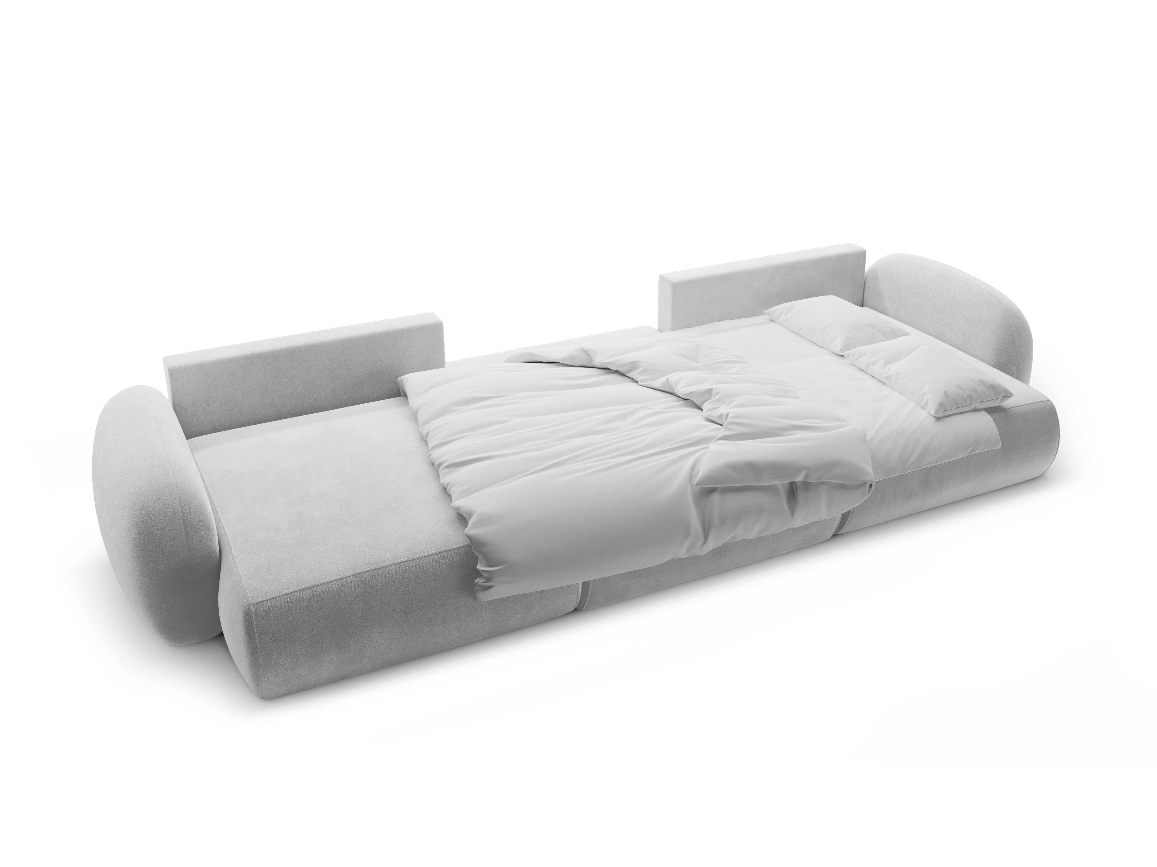 Sofa panoramiczna aksamitna z funkcją spania 5-osobowa TONALE jasnoszary