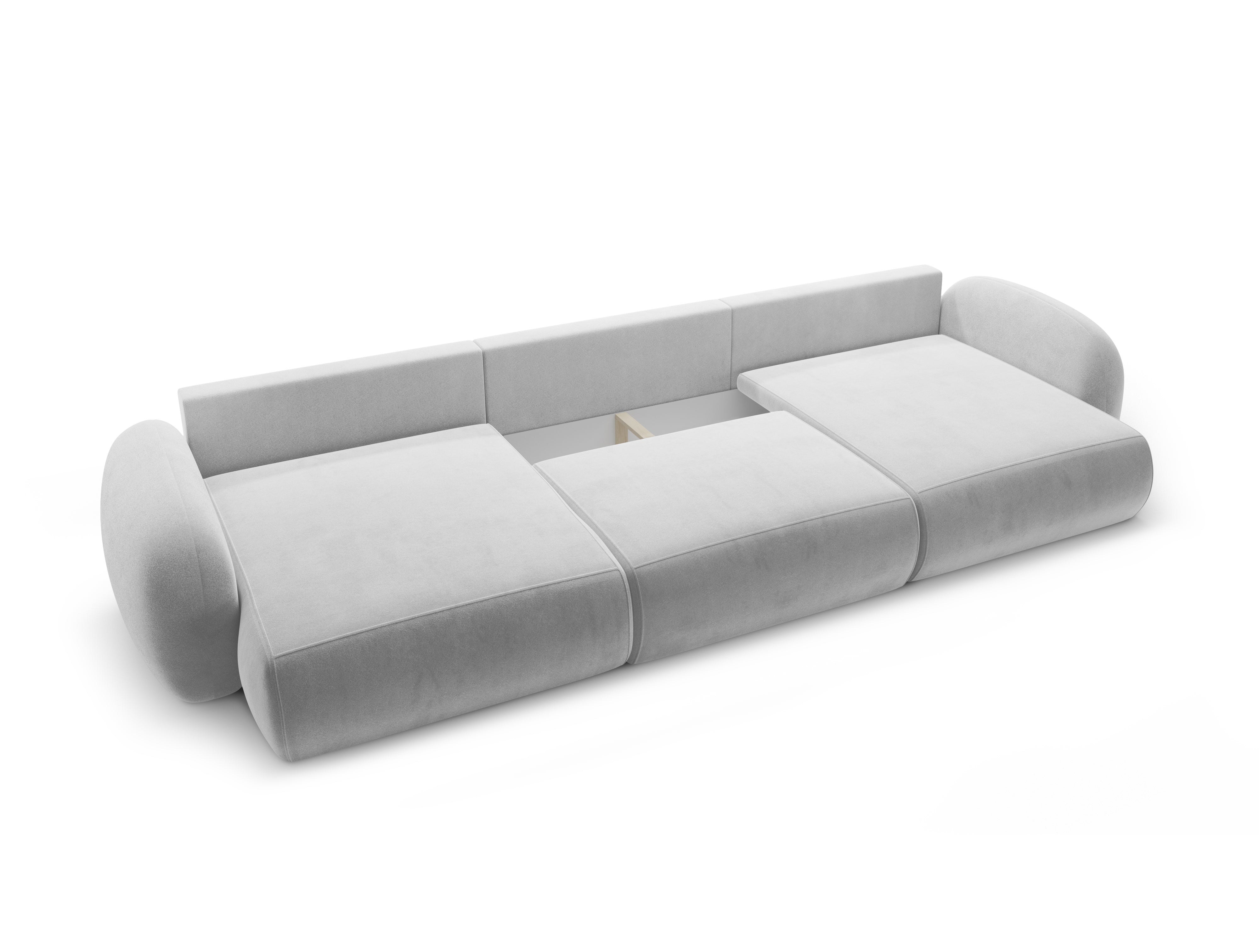 Sofa panoramiczna aksamitna z funkcją spania 5-osobowa TONALE jasnoszary