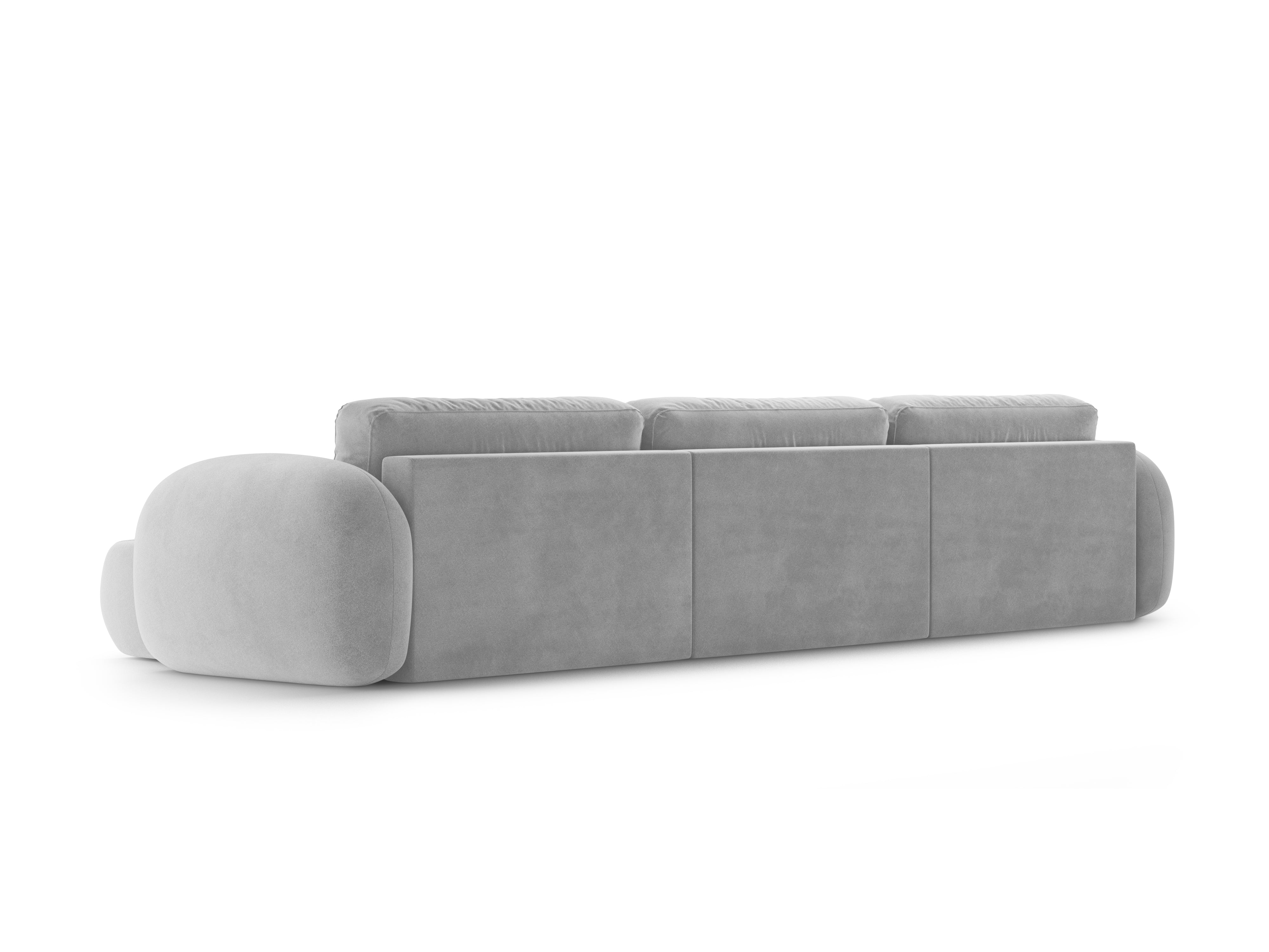 Sofa panoramiczna aksamitna z funkcją spania 5-osobowa TONALE jasnoszary