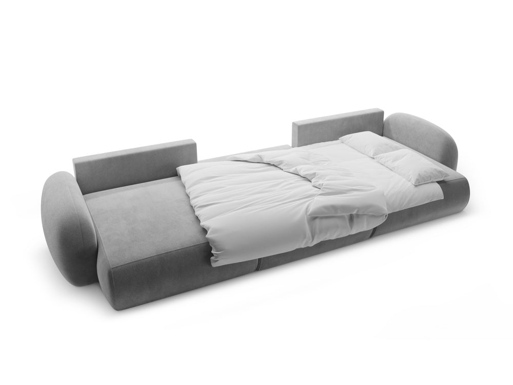 Sofa panoramiczna aksamitna z funkcją spania 5-osobowa TONALE ciemnoszary