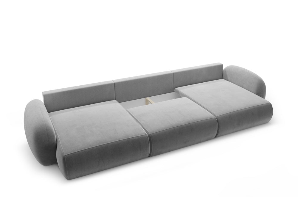Sofa panoramiczna aksamitna z funkcją spania 5-osobowa TONALE ciemnoszary