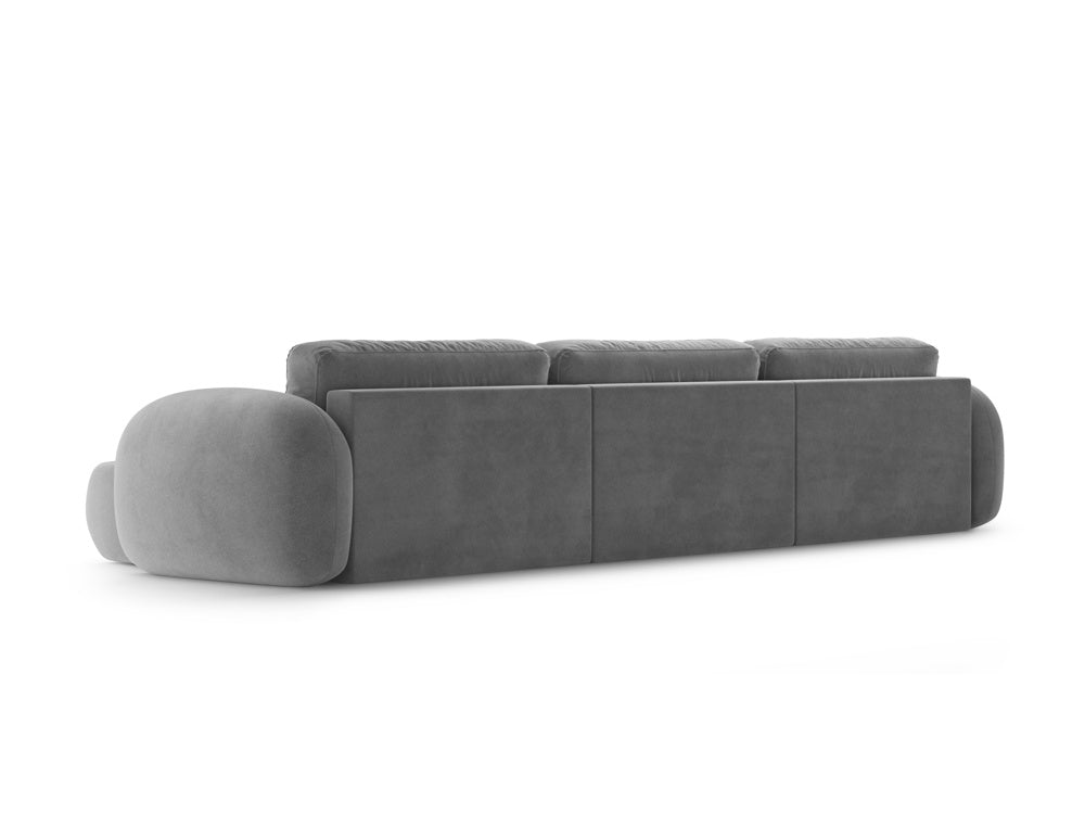Sofa panoramiczna aksamitna z funkcją spania 5-osobowa TONALE ciemnoszary